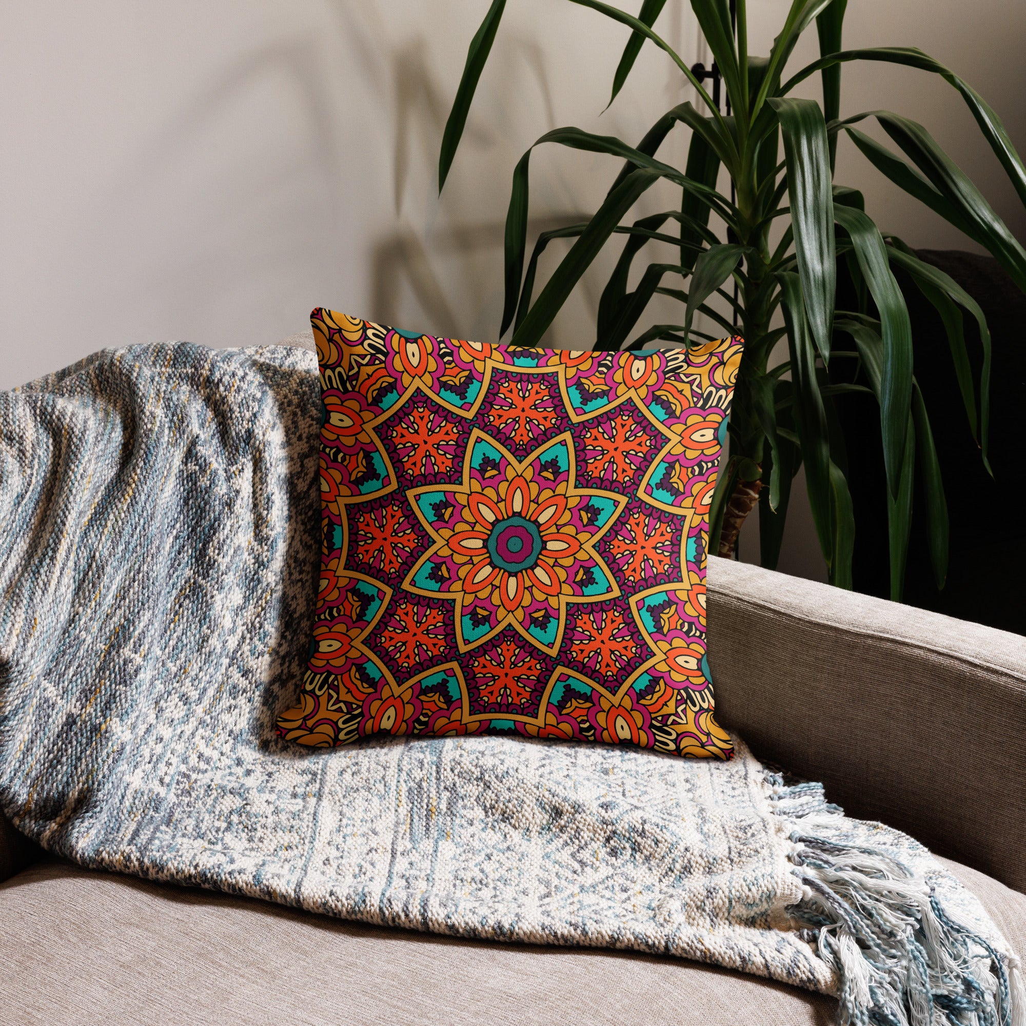 Premium Pillow Case Boho festival mandala I