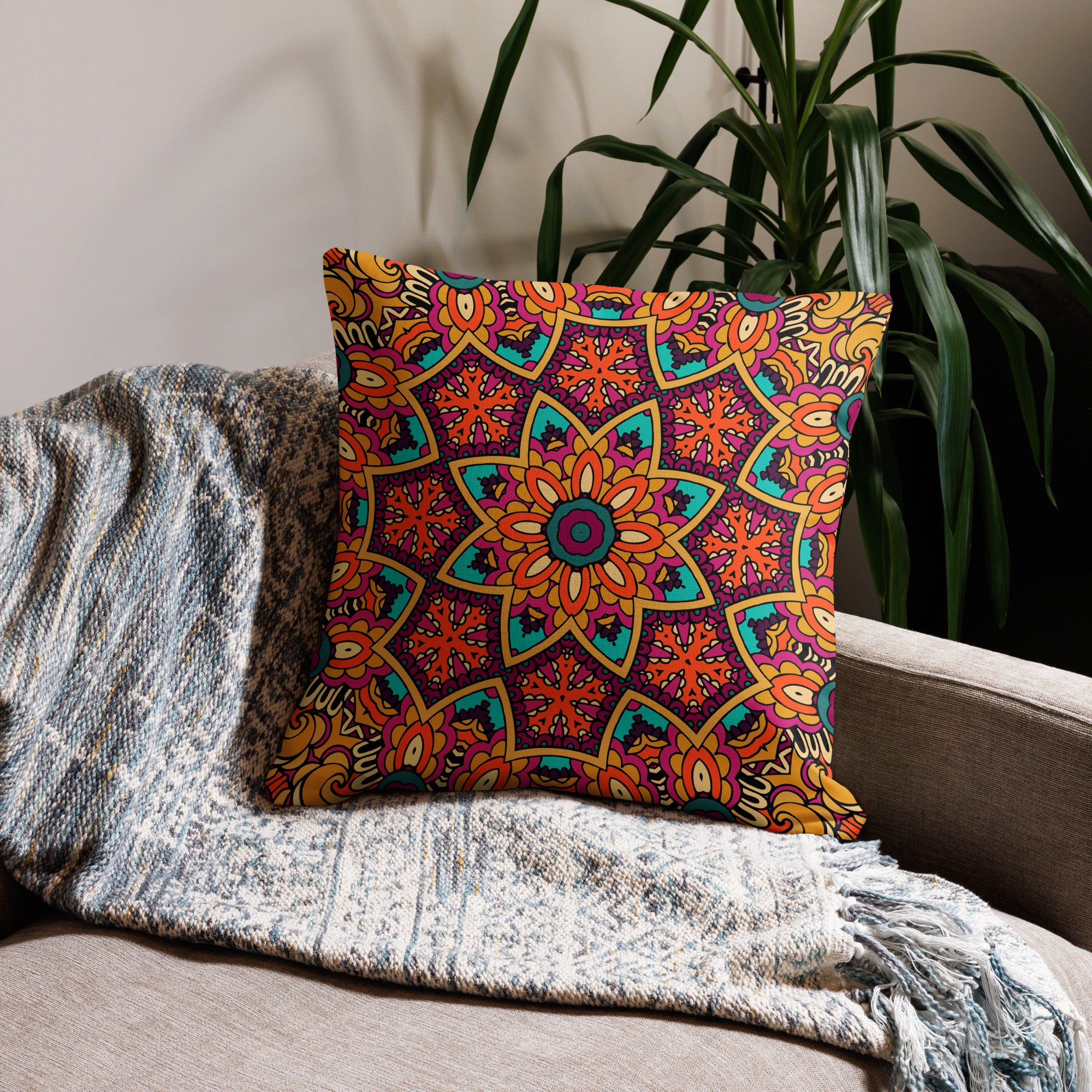 Premium Pillow Case Boho festival mandala I