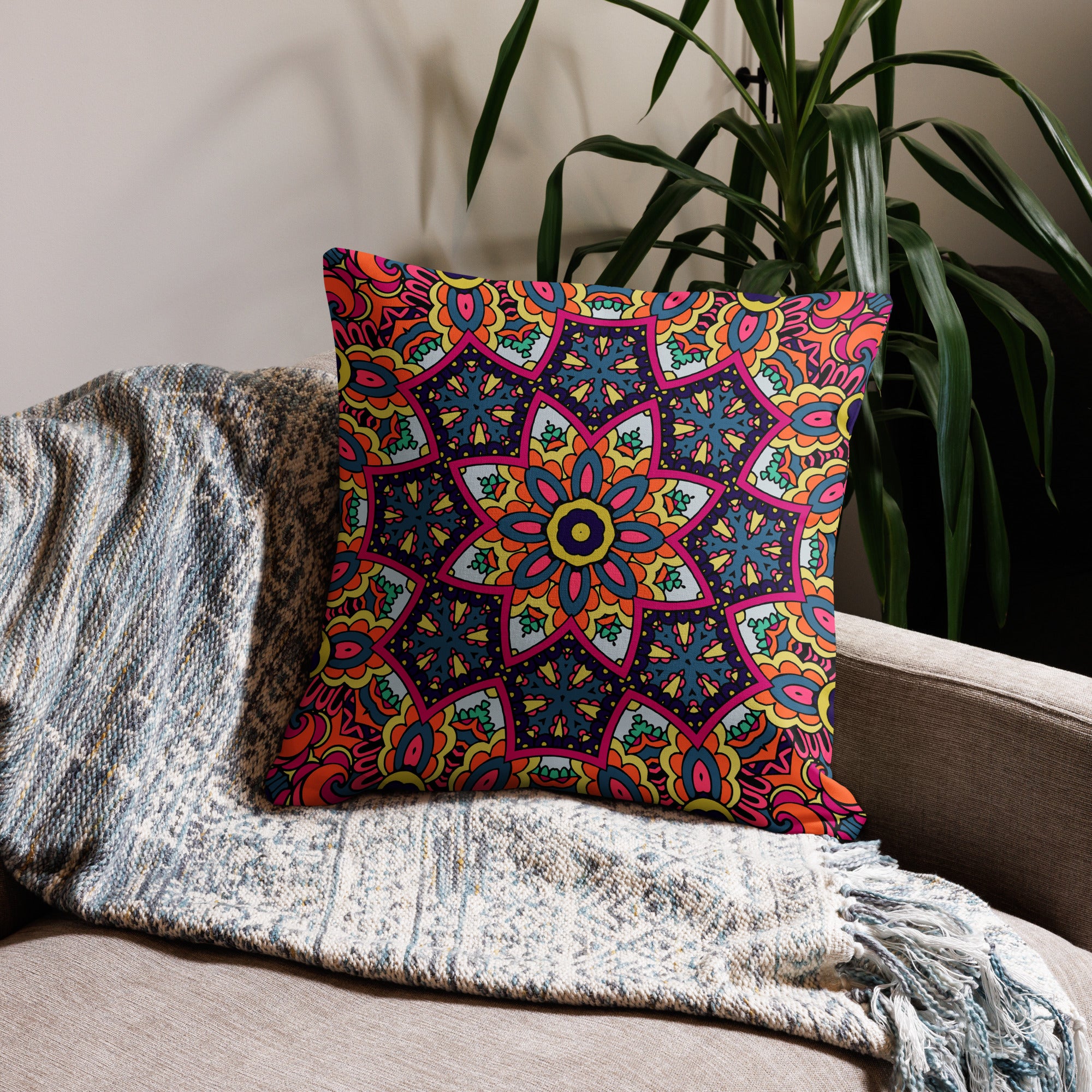 Premium Pillow Case Boho festival mandala II