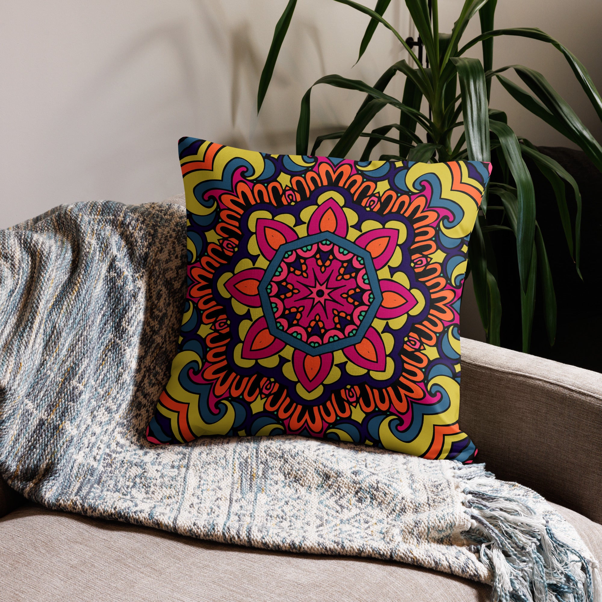 Premium Pillow Case Boho festival mandala III