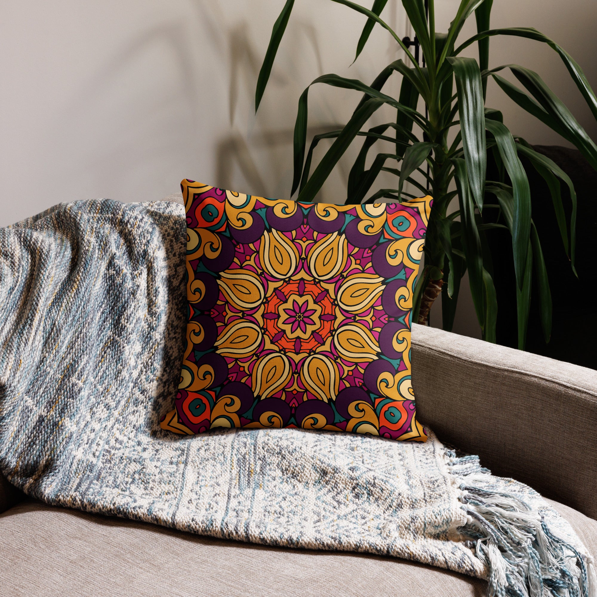 Premium Pillow Case Boho festival mandala IX
