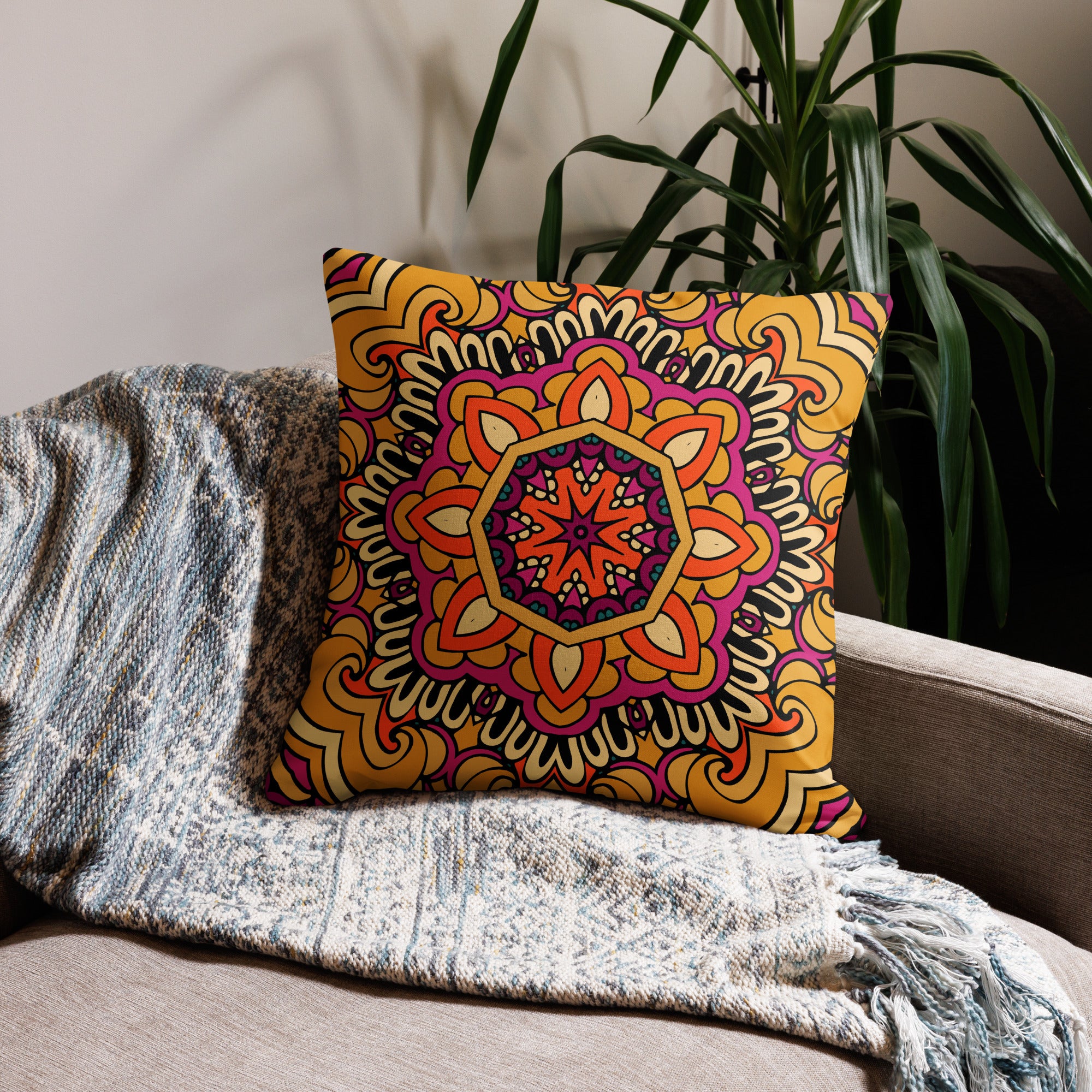 Premium Pillow Case Boho festival mandala VII