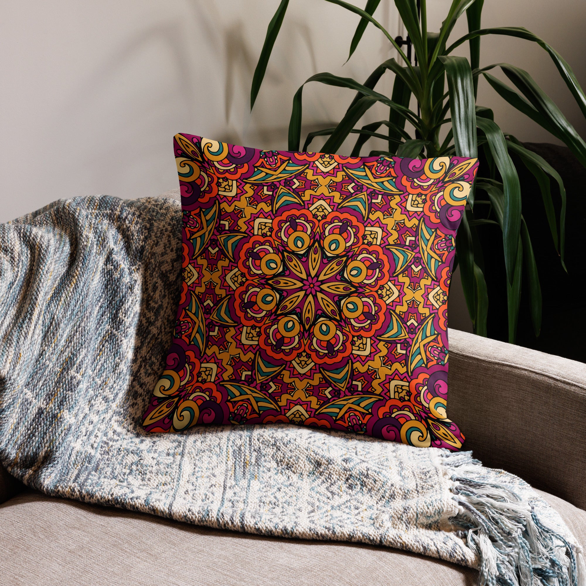 Premium Pillow Case Boho festival mandala VIII