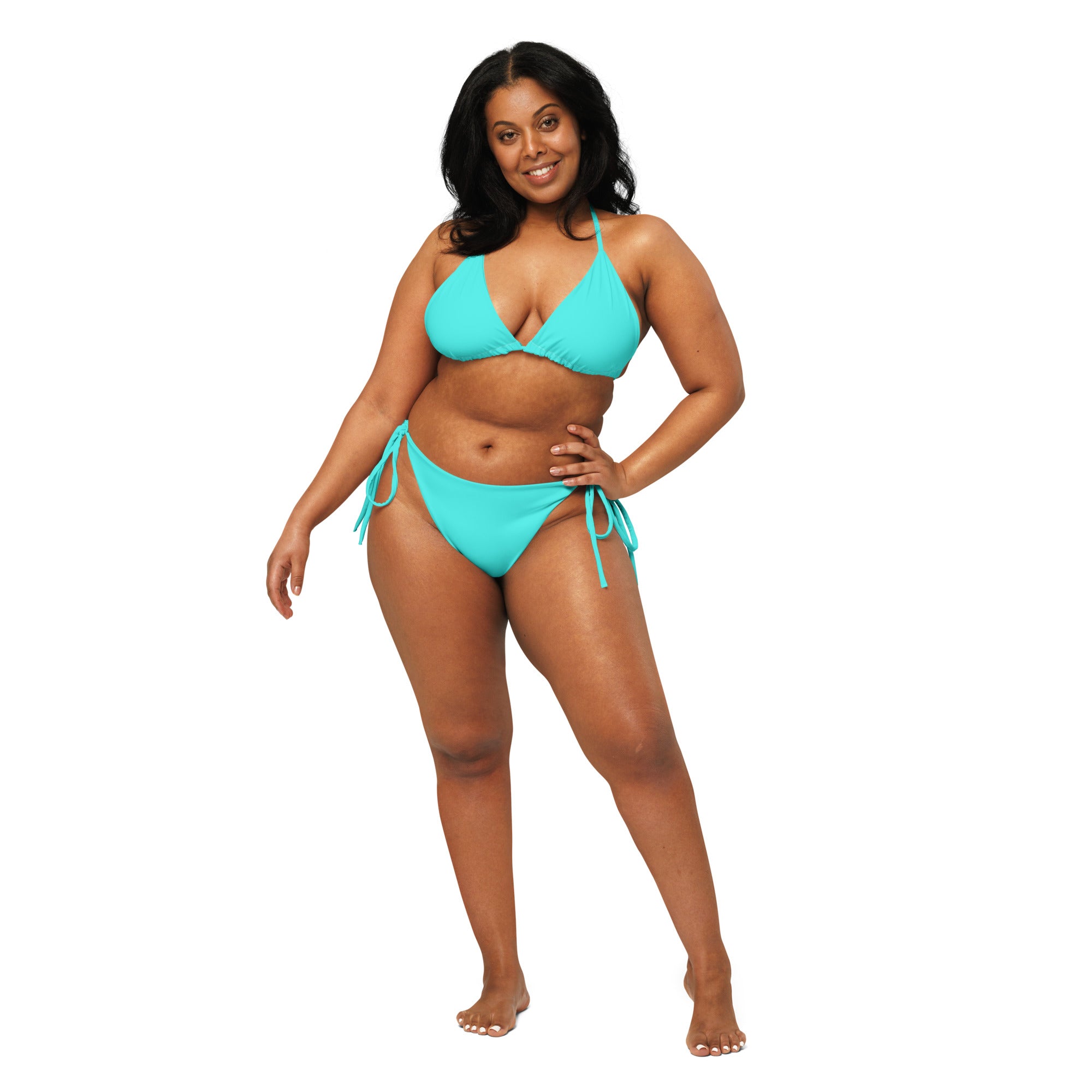 Recycled string bikini Cyan