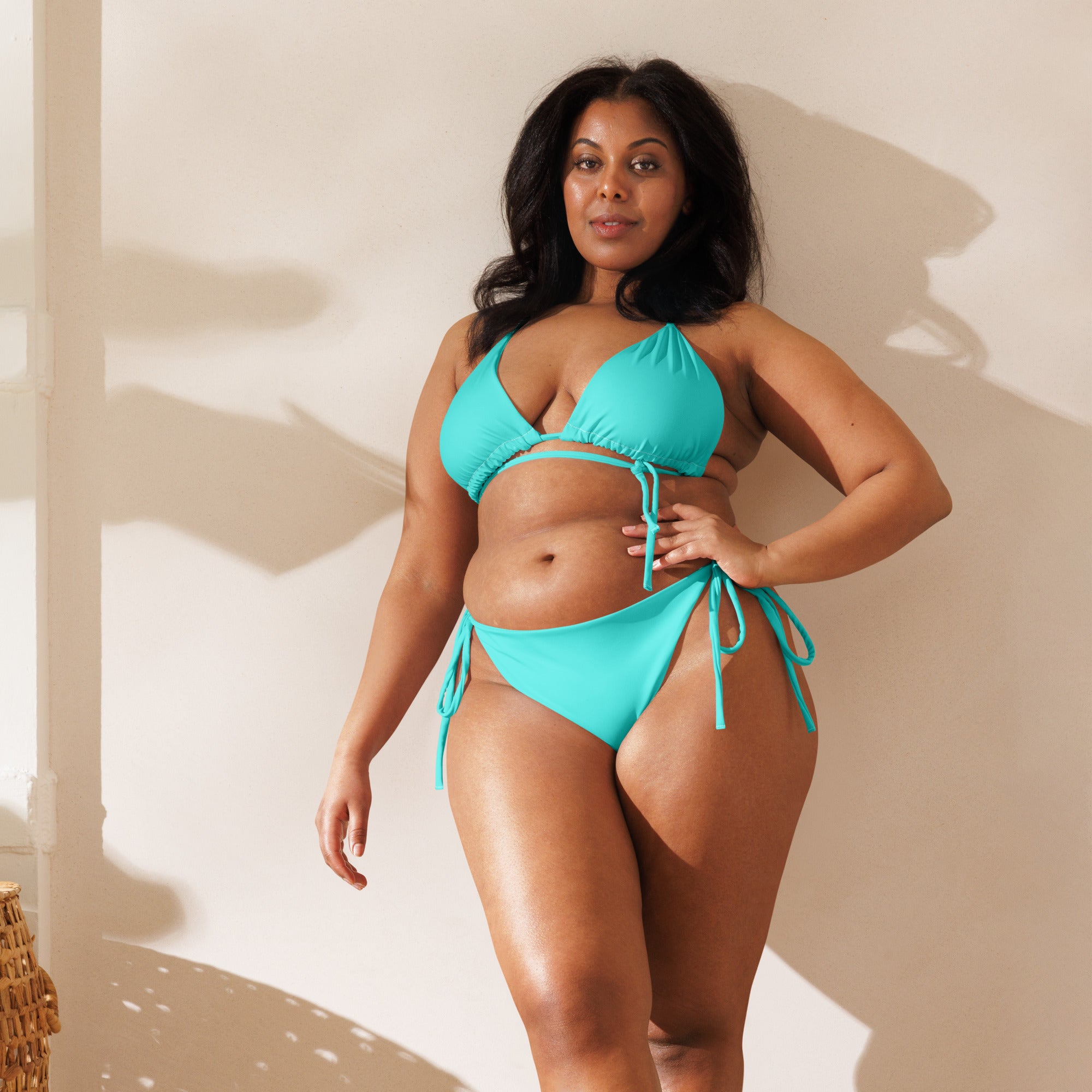 Recycled string bikini Cyan