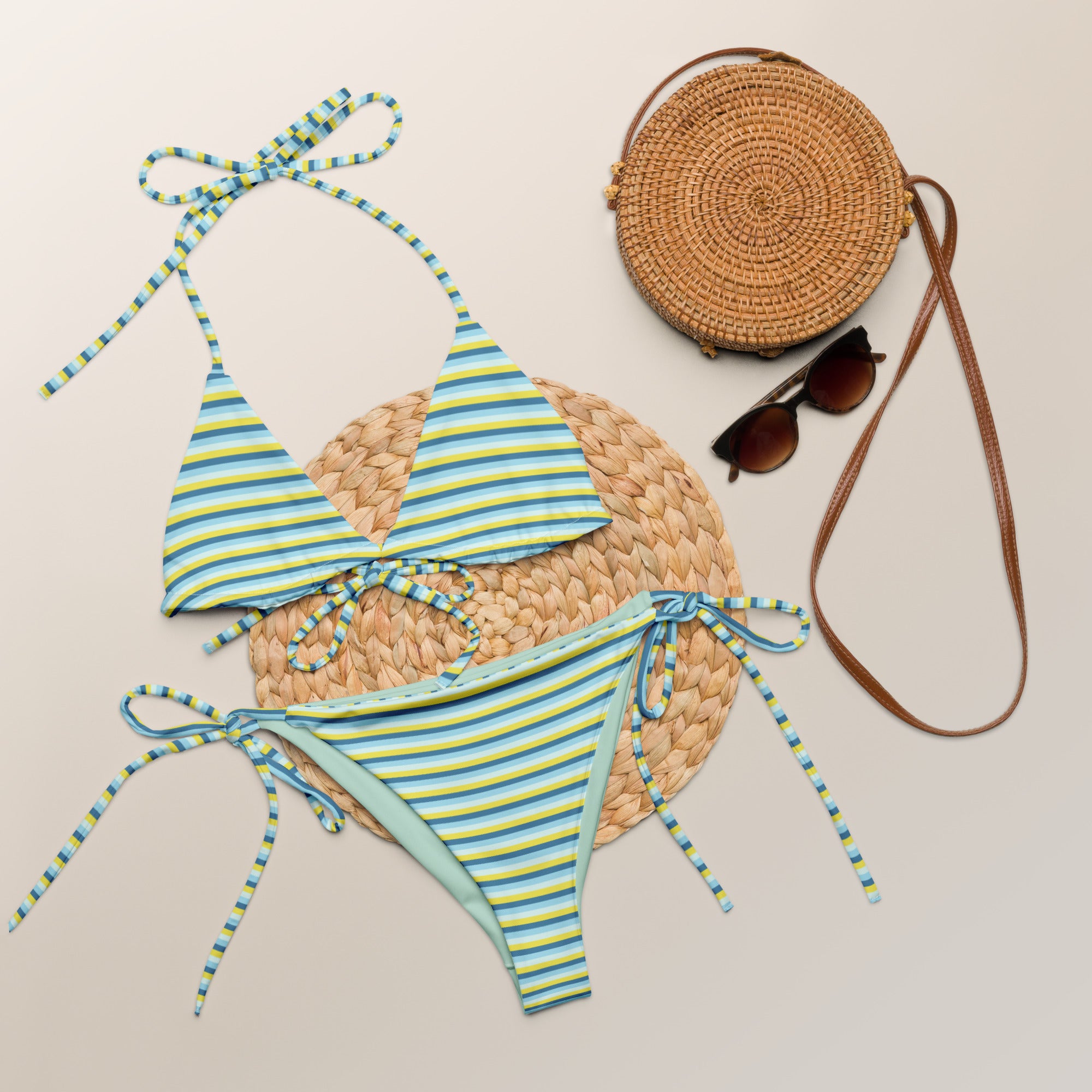 Recycled Colorful Striped String Bikini I
