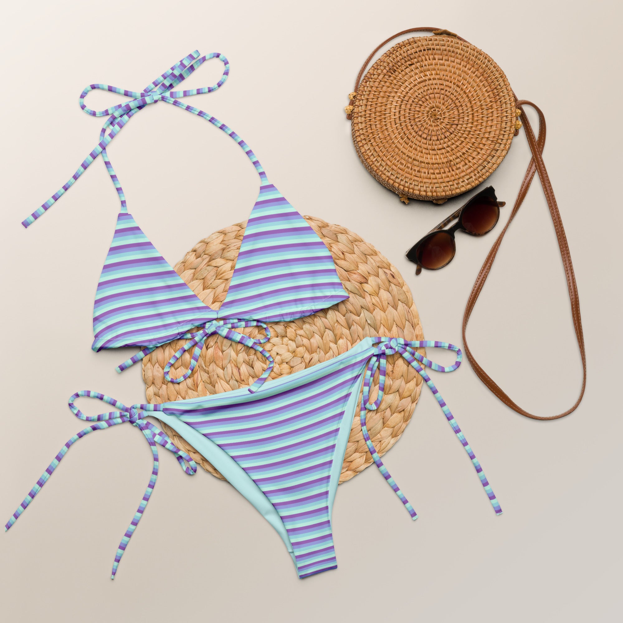 Recycled Colorful Striped String Bikini IX