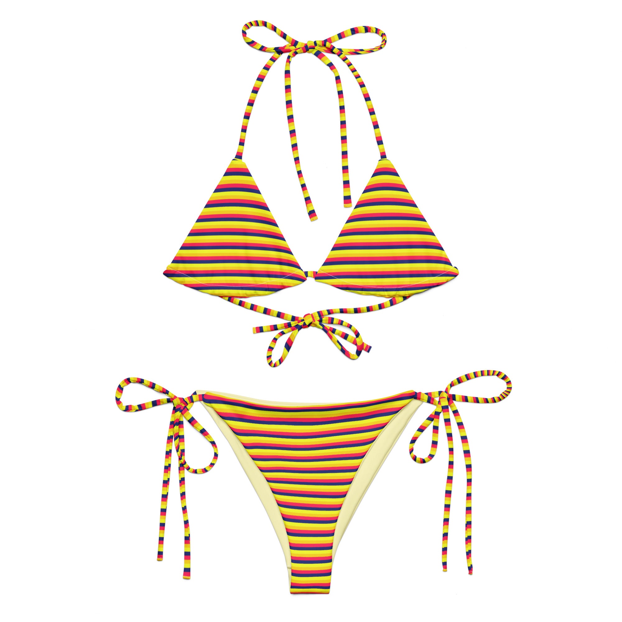 Recycled Colorful Striped String Bikini VII