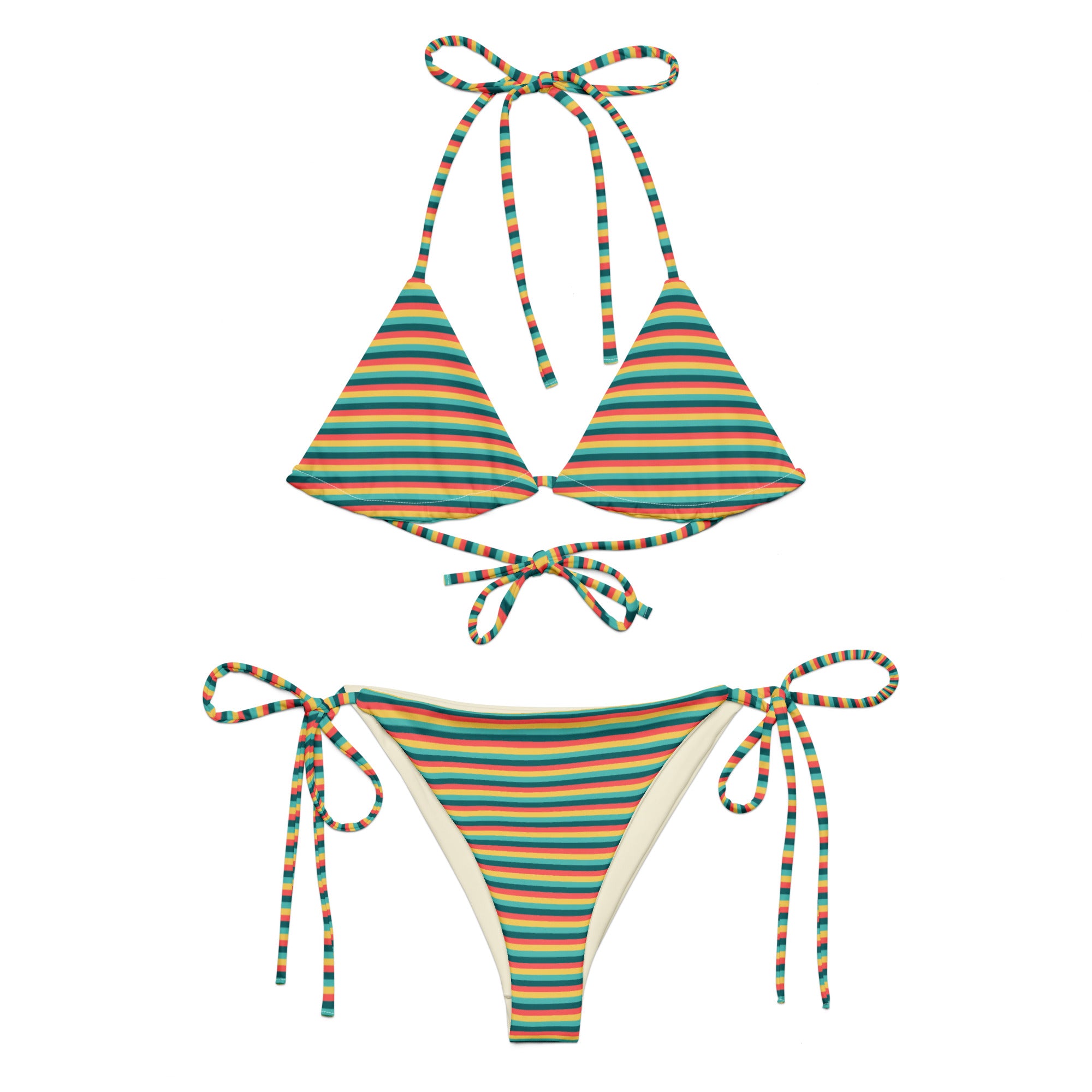 Recycled Colorful Striped String Bikini X