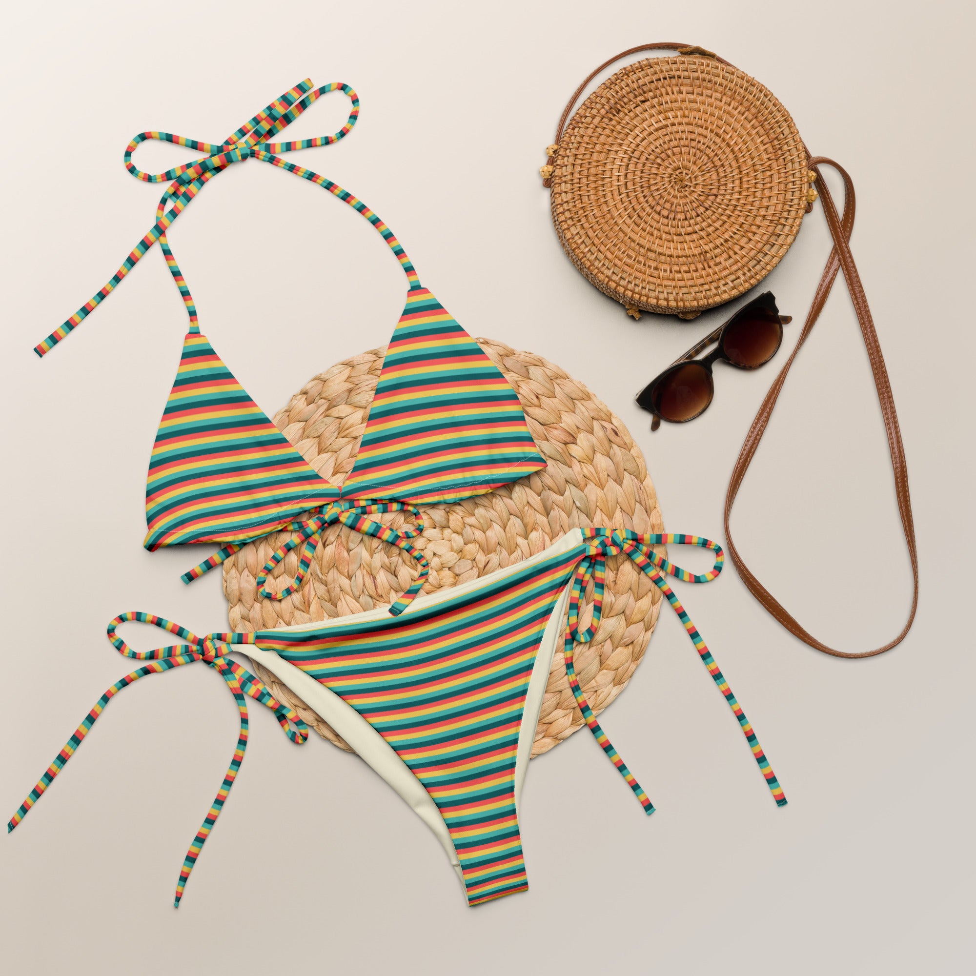 Recycled Colorful Striped String Bikini X