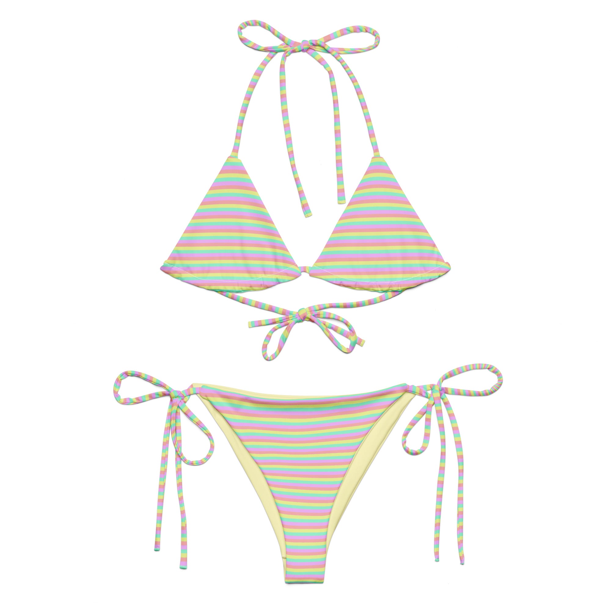 Recycled Colorful Striped String Bikini XII