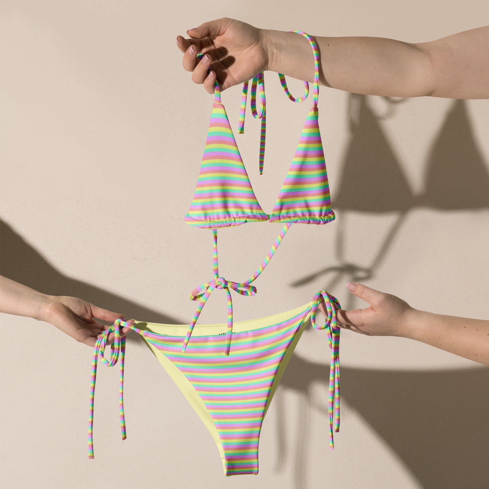 Recycled Colorful Striped String Bikini XII
