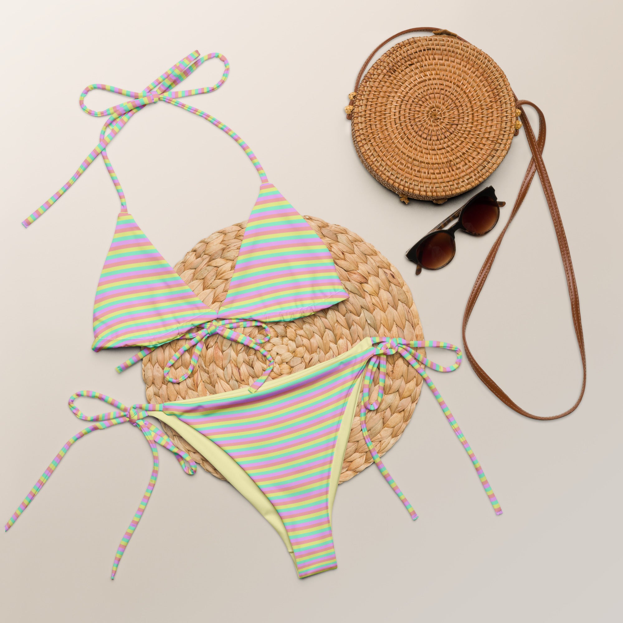 Recycled Colorful Striped String Bikini XII