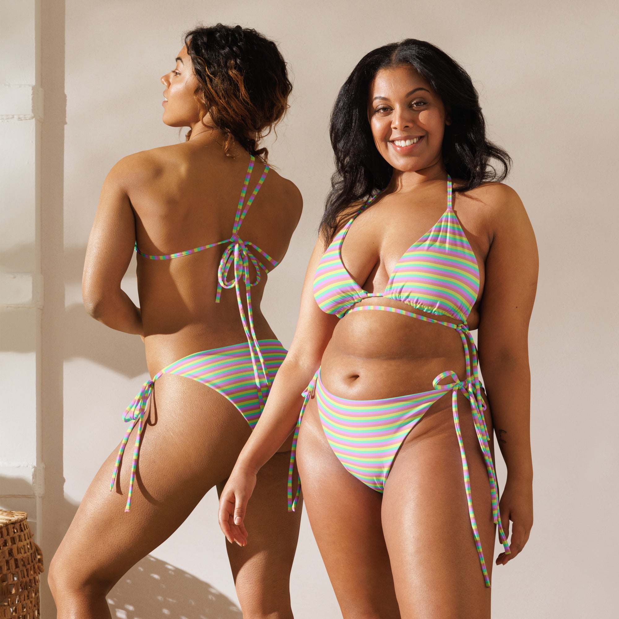 Recycled Colorful Striped String Bikini XII