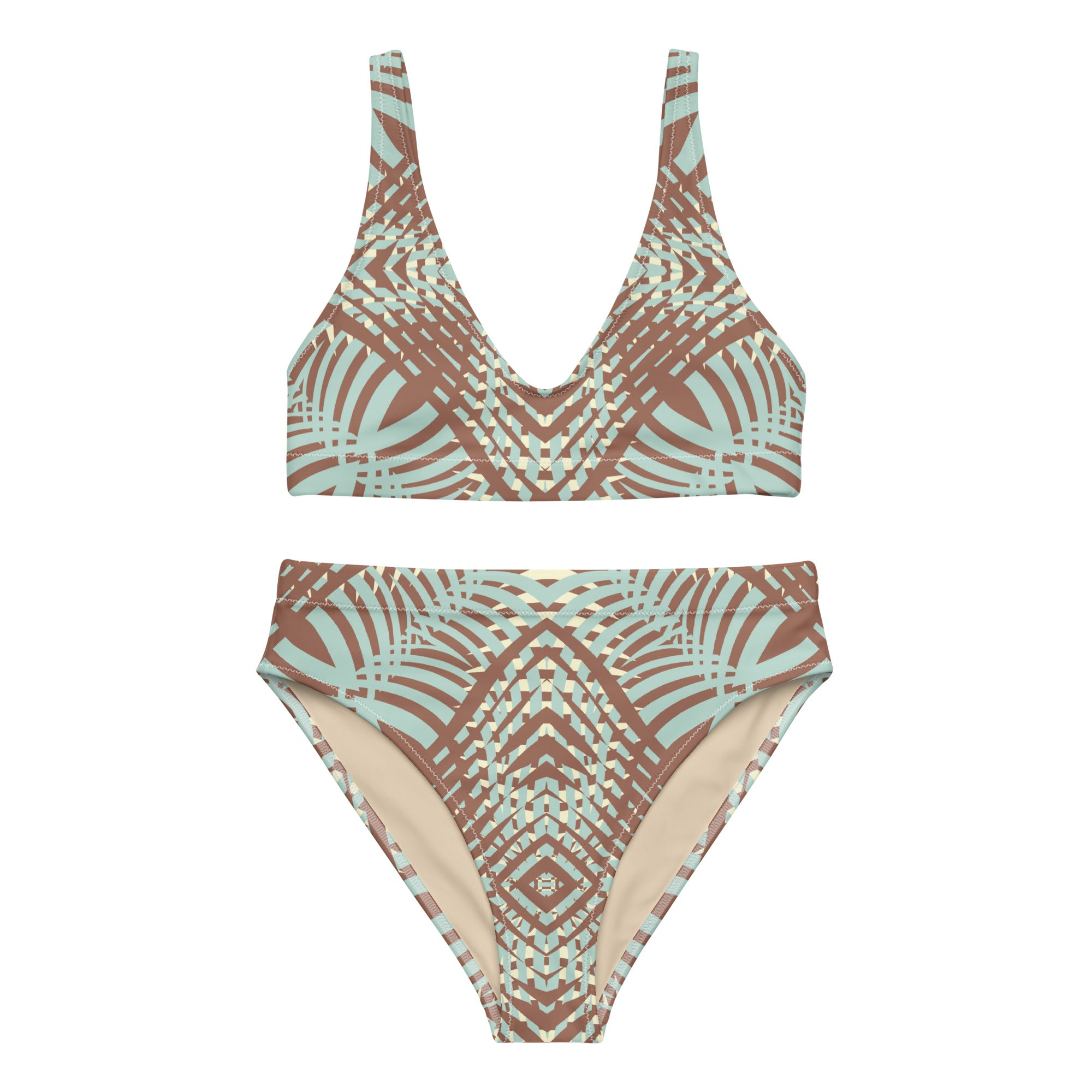 Recycled high waisted bikini African Motif Pattern II