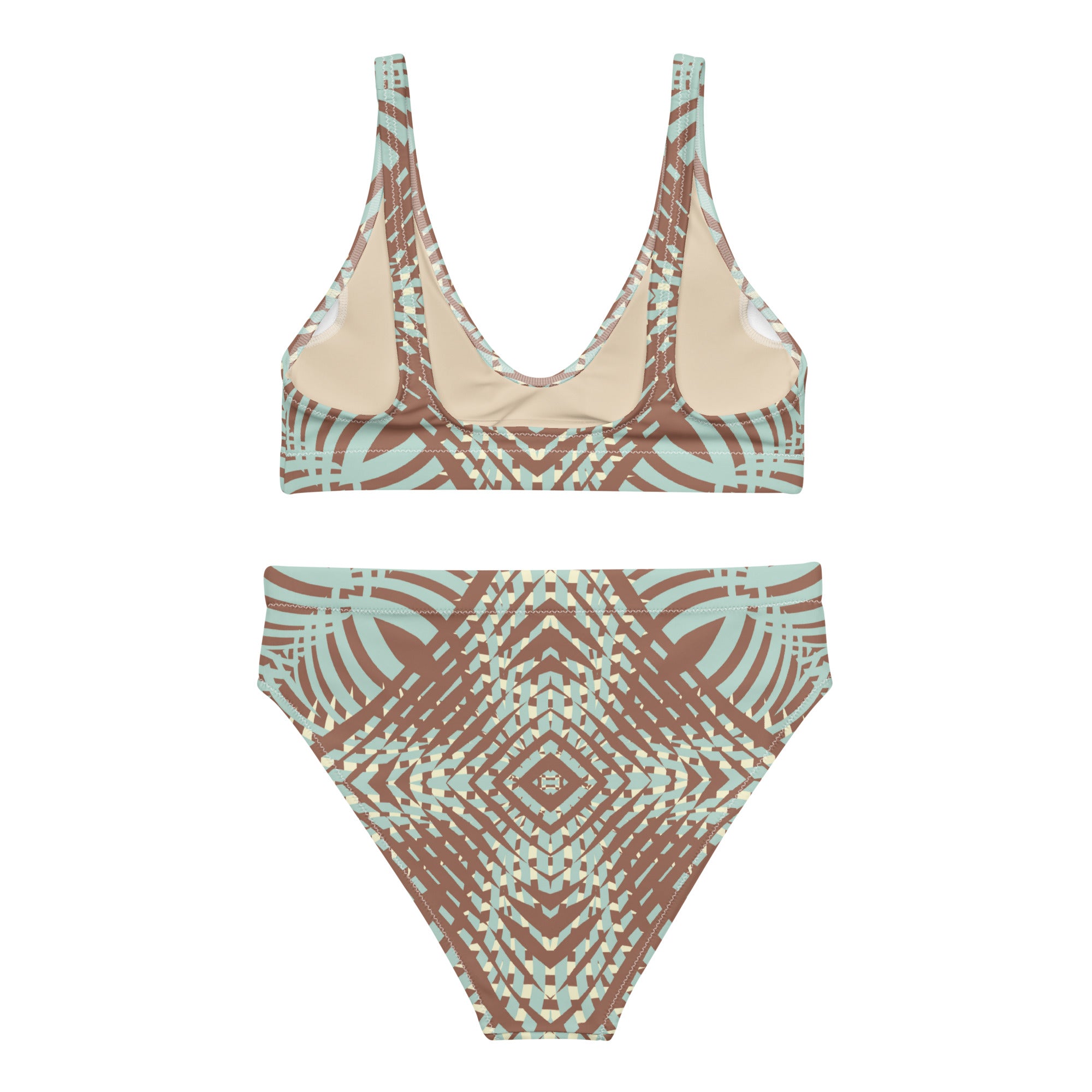 Recycled high waisted bikini African Motif Pattern II