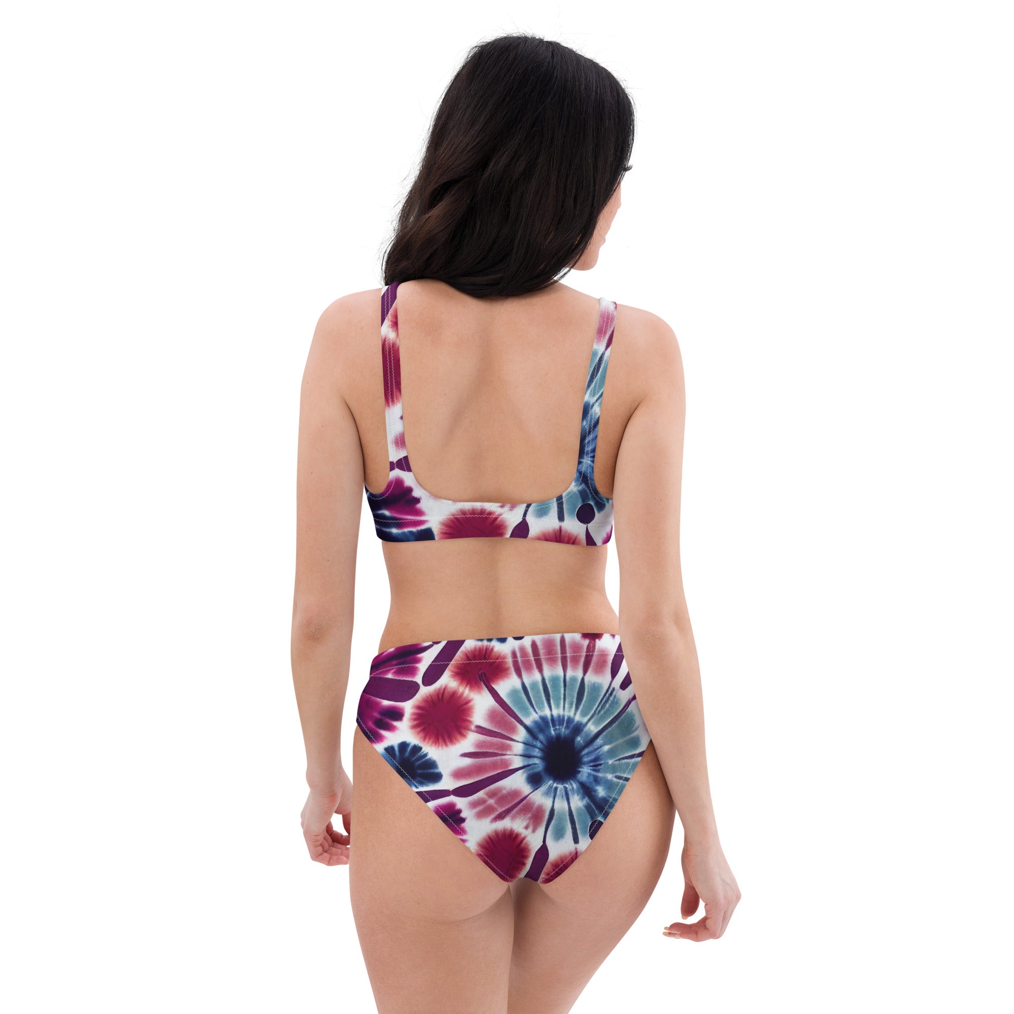Recycled high waisted bikini floral tie dye pattern I