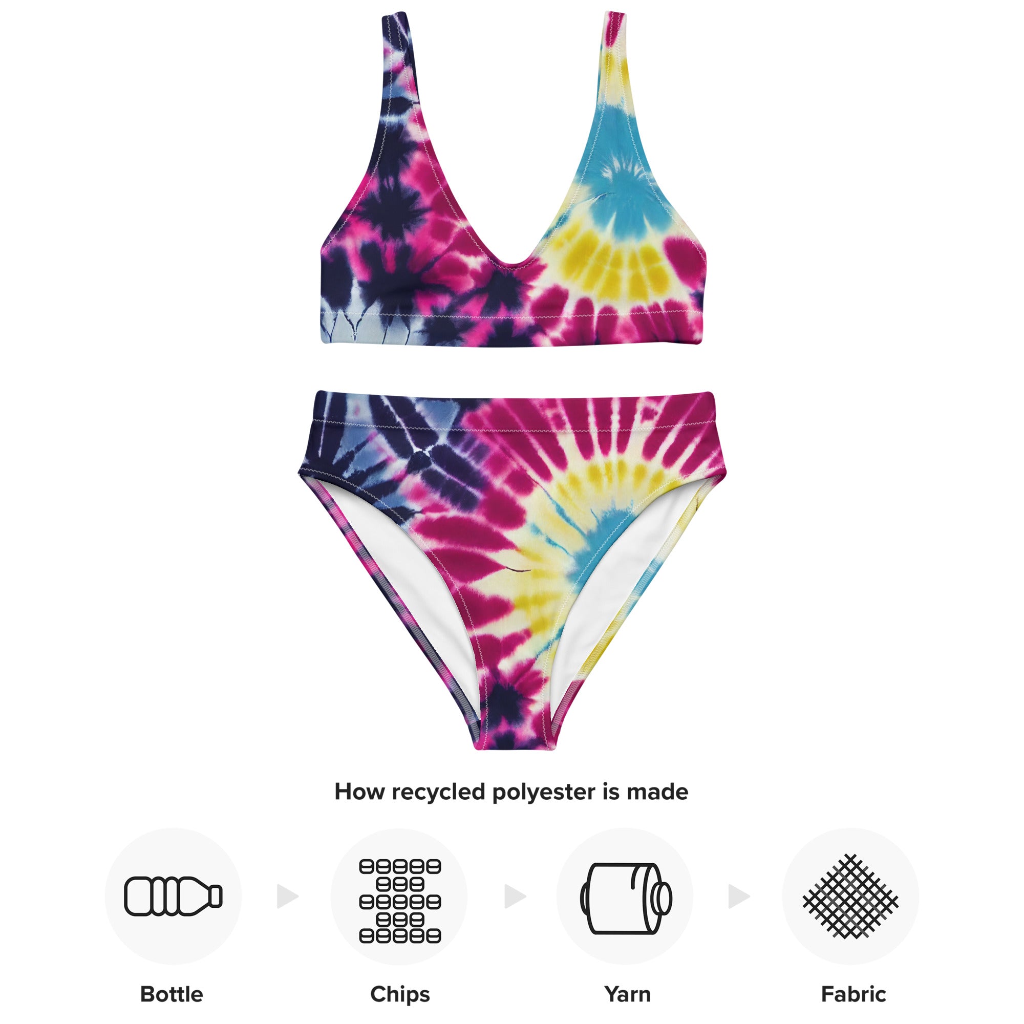 Recycled high waisted bikini floral tie dye pattern II