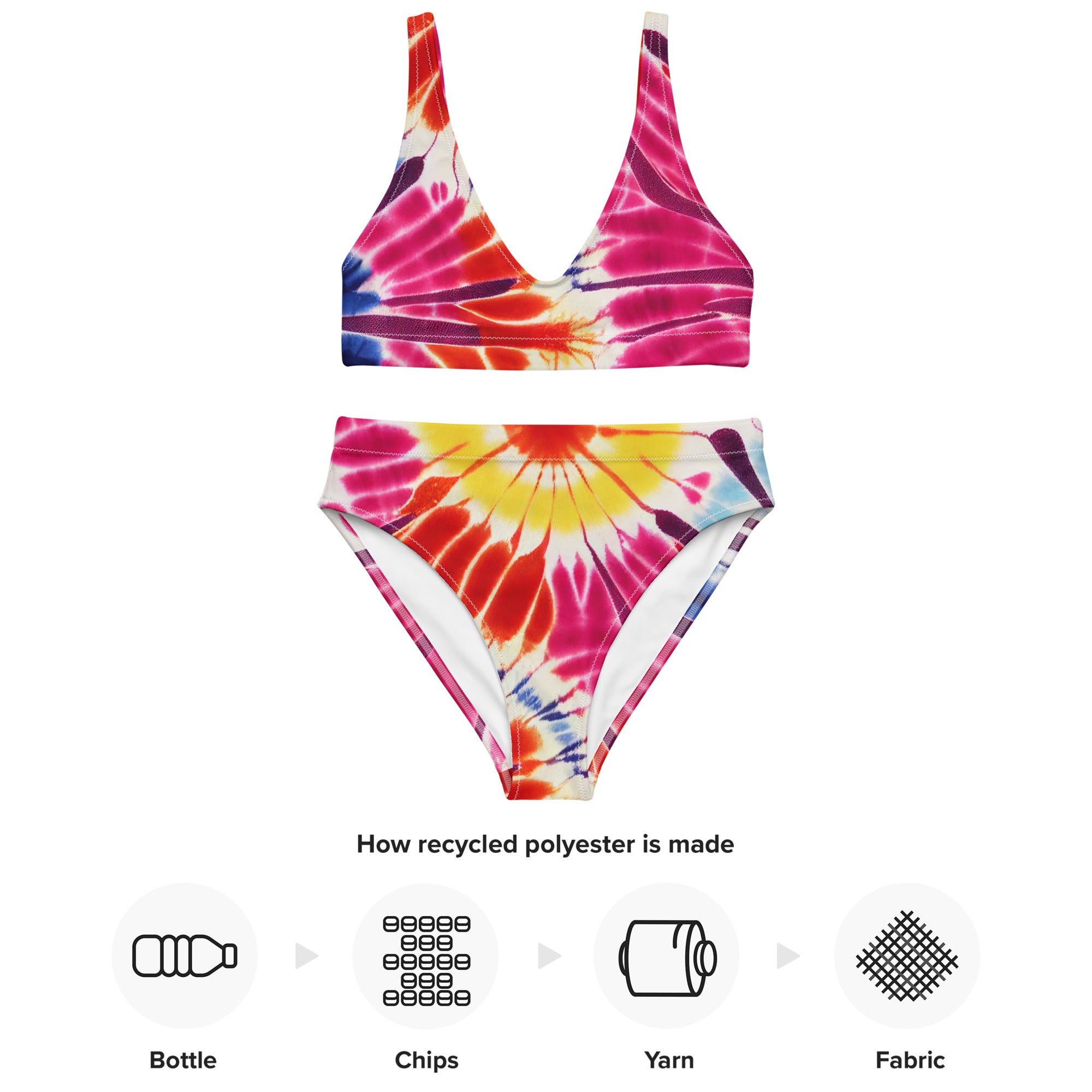 Recycled high waisted bikini floral tie dye pattern III