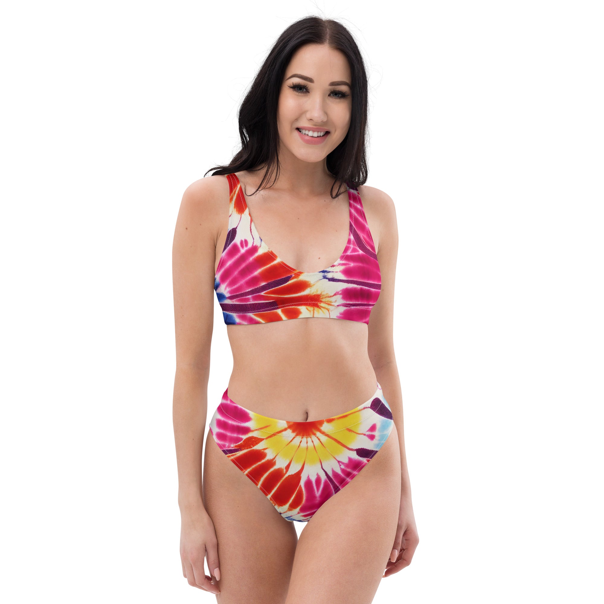 Recycled high waisted bikini floral tie dye pattern III