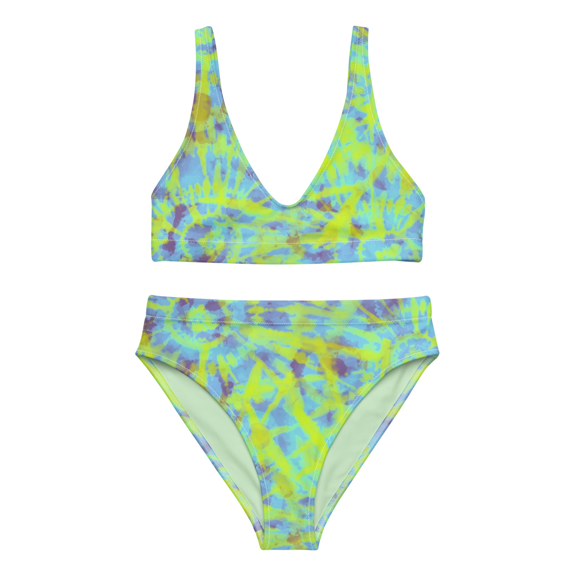 Recycled high waisted bikini Hang Loose Tie Dye Pattern I
