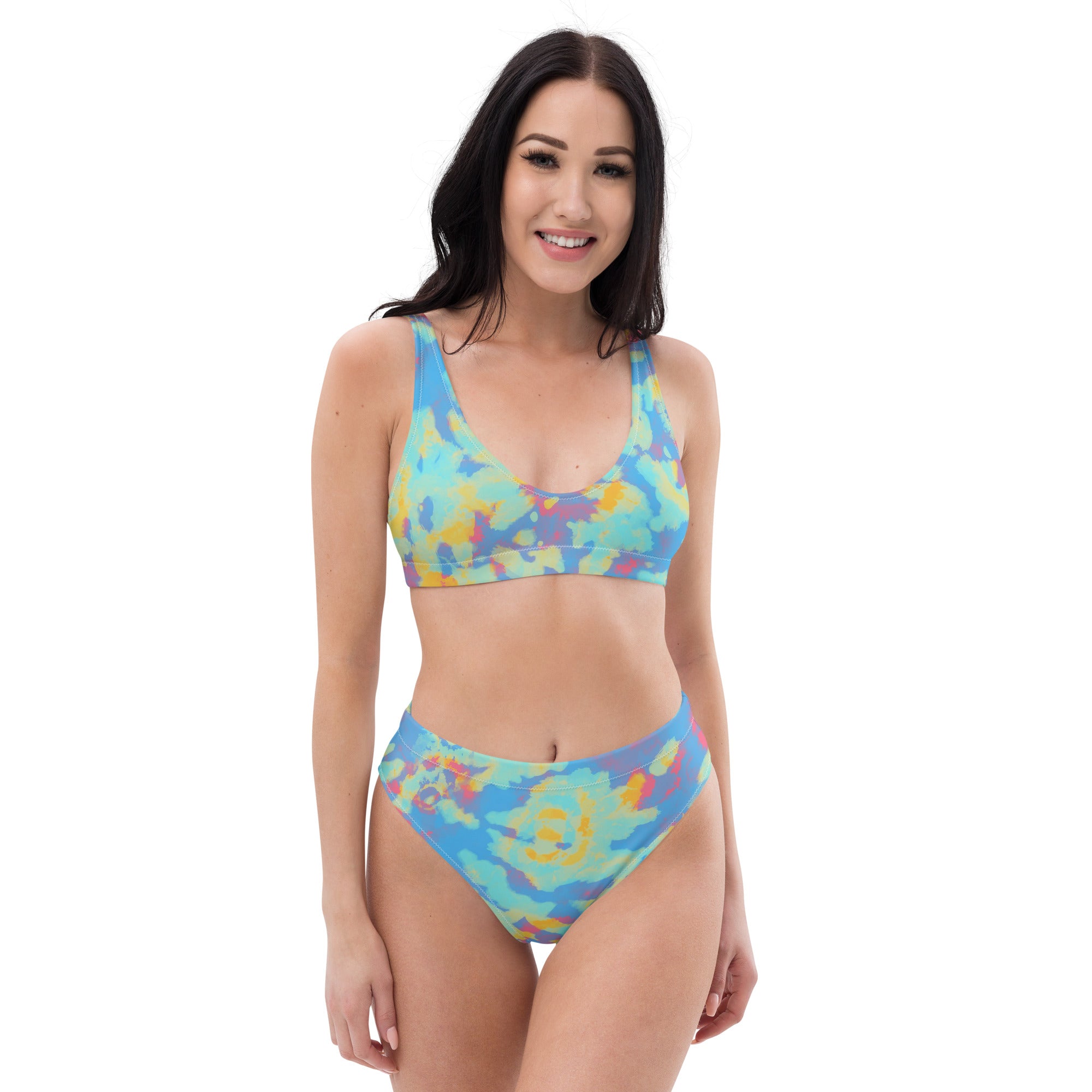 Recycled high waisted bikini Hang Loose Tie Dye Pattern II