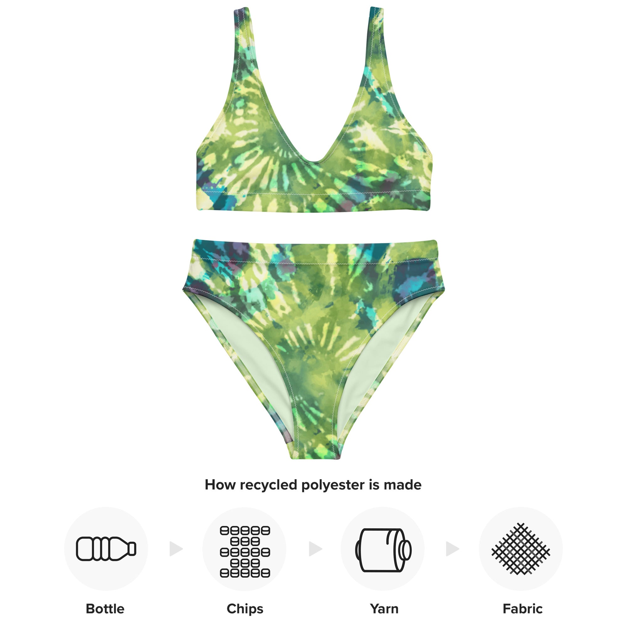 Recycled high waisted bikini Hang Loose Tie Dye Pattern III