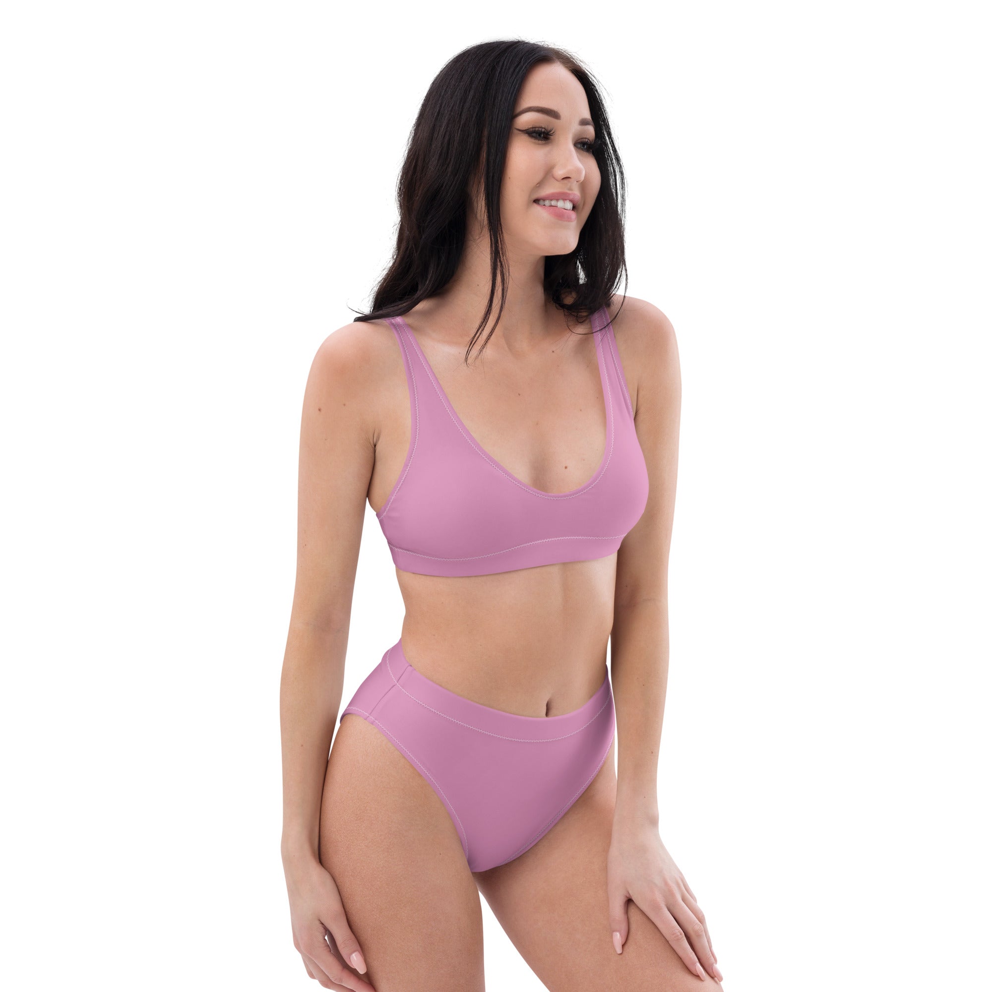 Recycled high waisted bikini pink