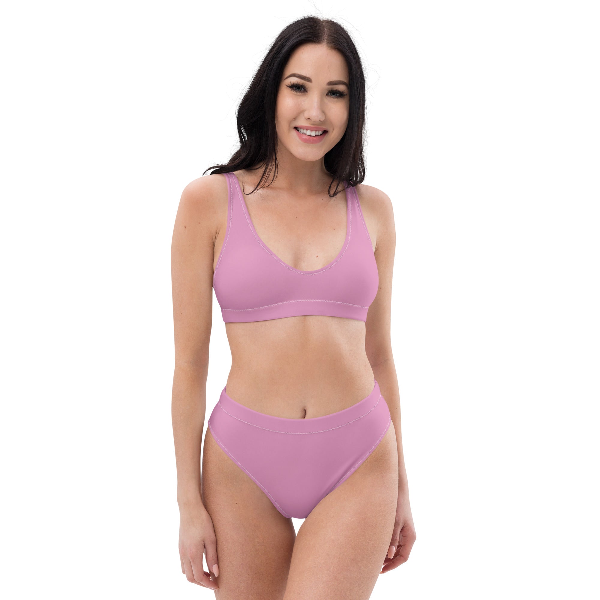 Recycled high waisted bikini pink