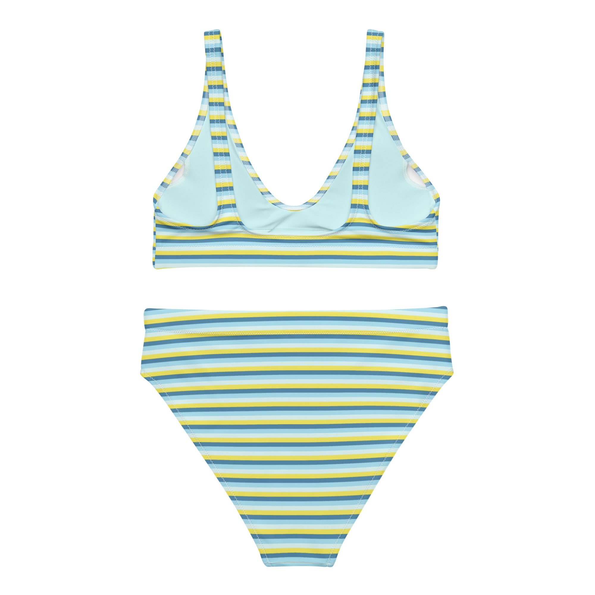 Recycled High Waisted Colorful Striped Bikini I