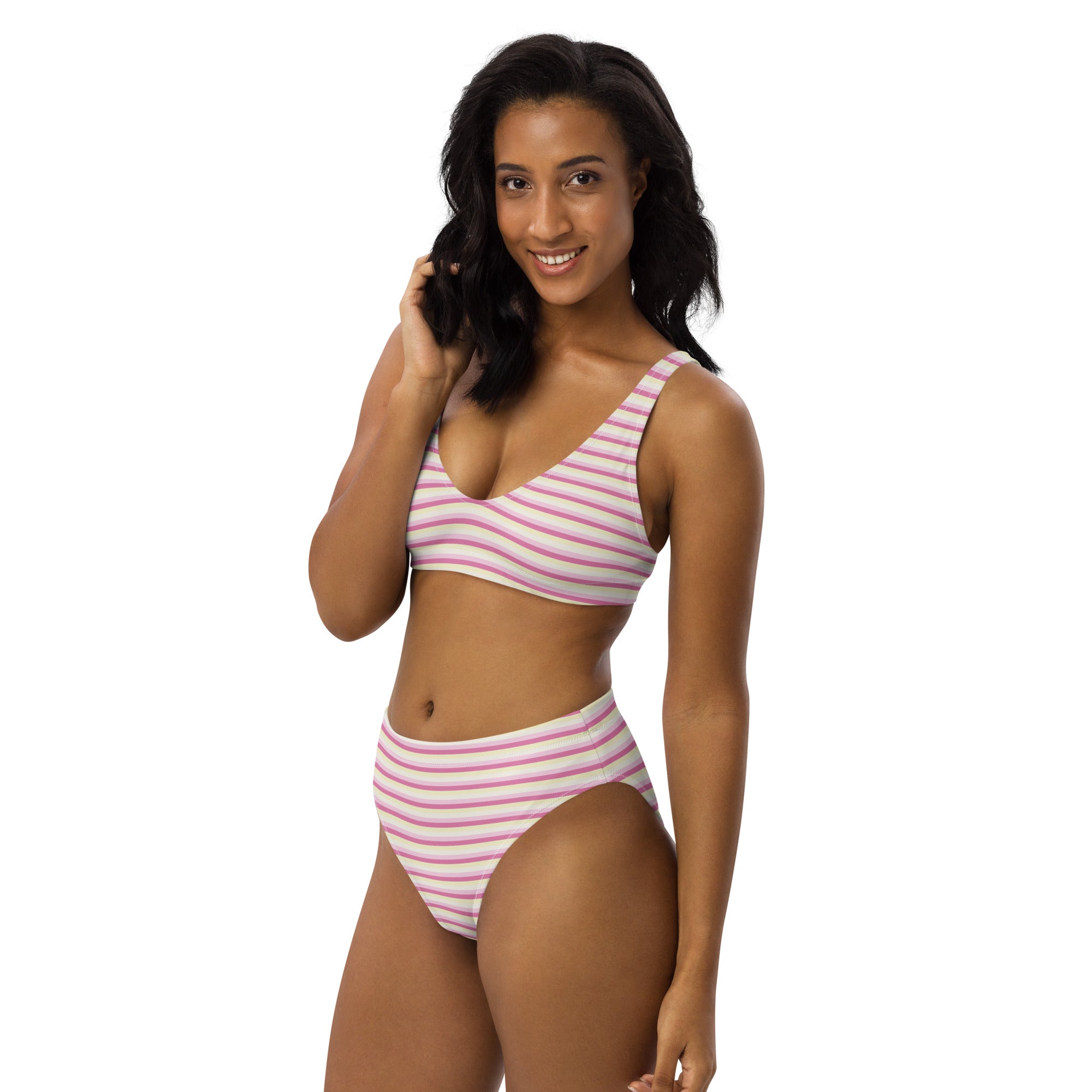 Recycled High Waisted Colorful Striped Bikini II