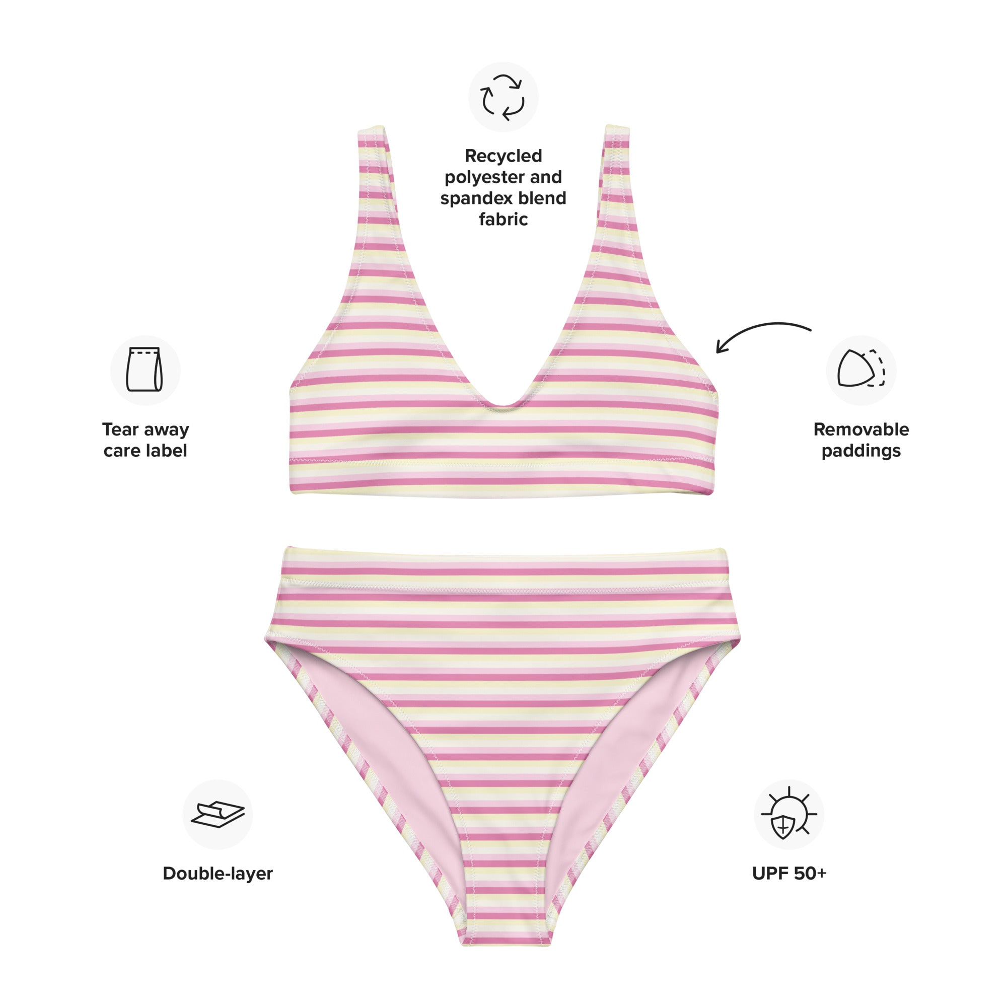 Recycled High Waisted Colorful Striped Bikini II