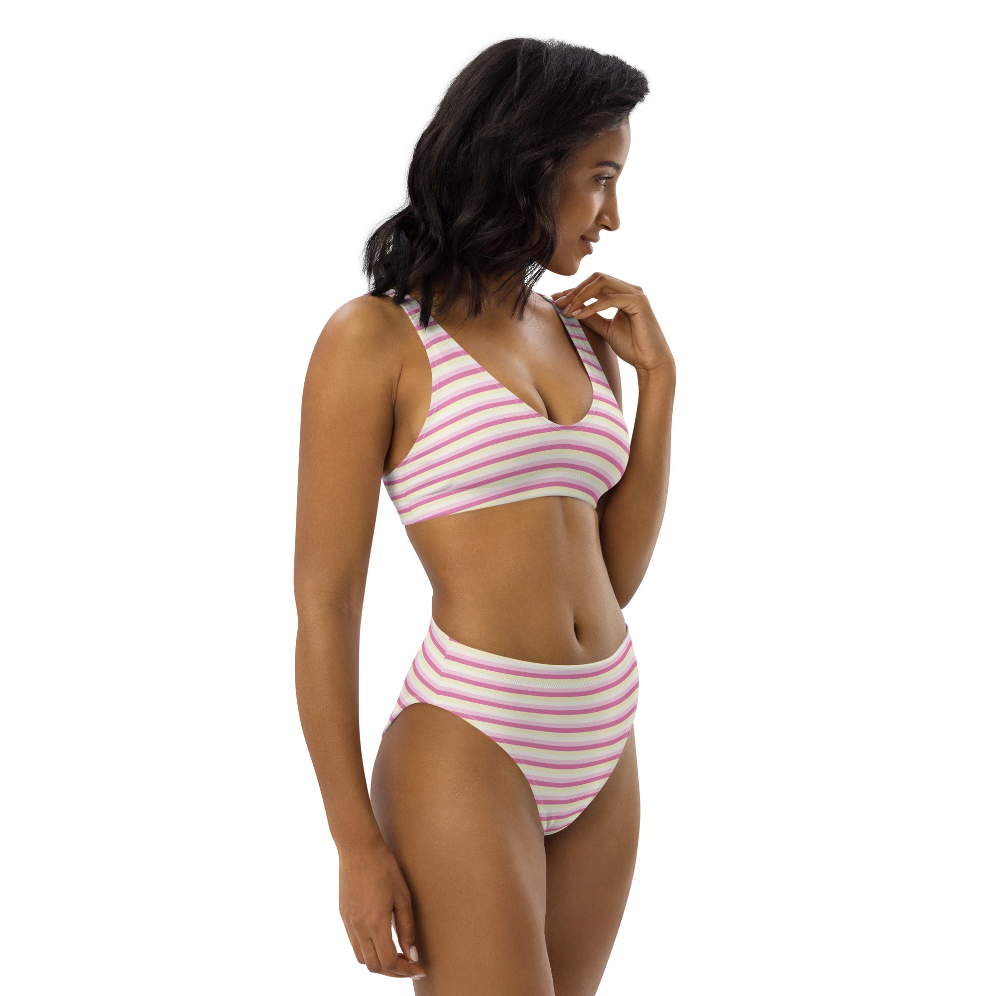 Recycled High Waisted Colorful Striped Bikini II