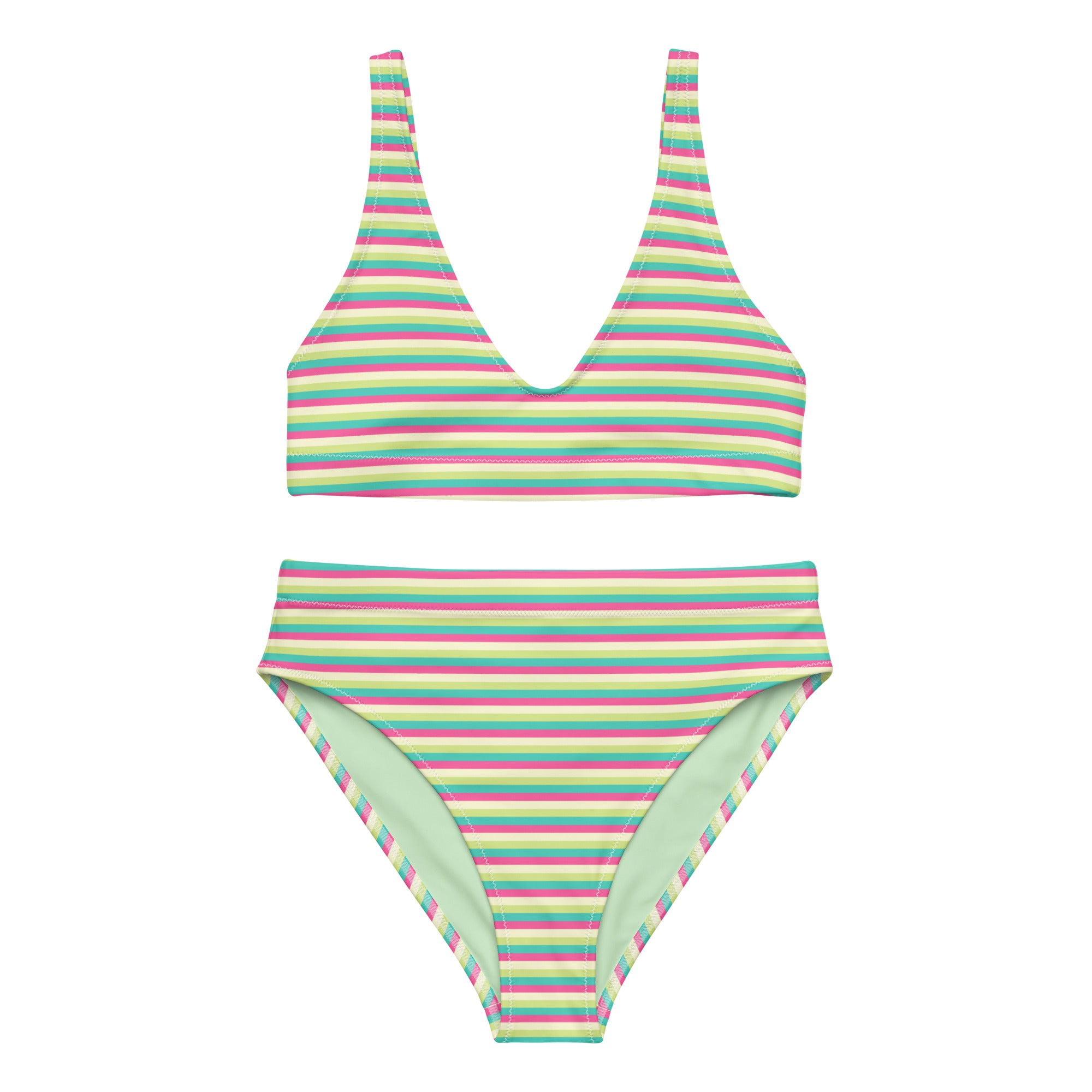 Recycled High Waisted Colorful Striped Bikini III