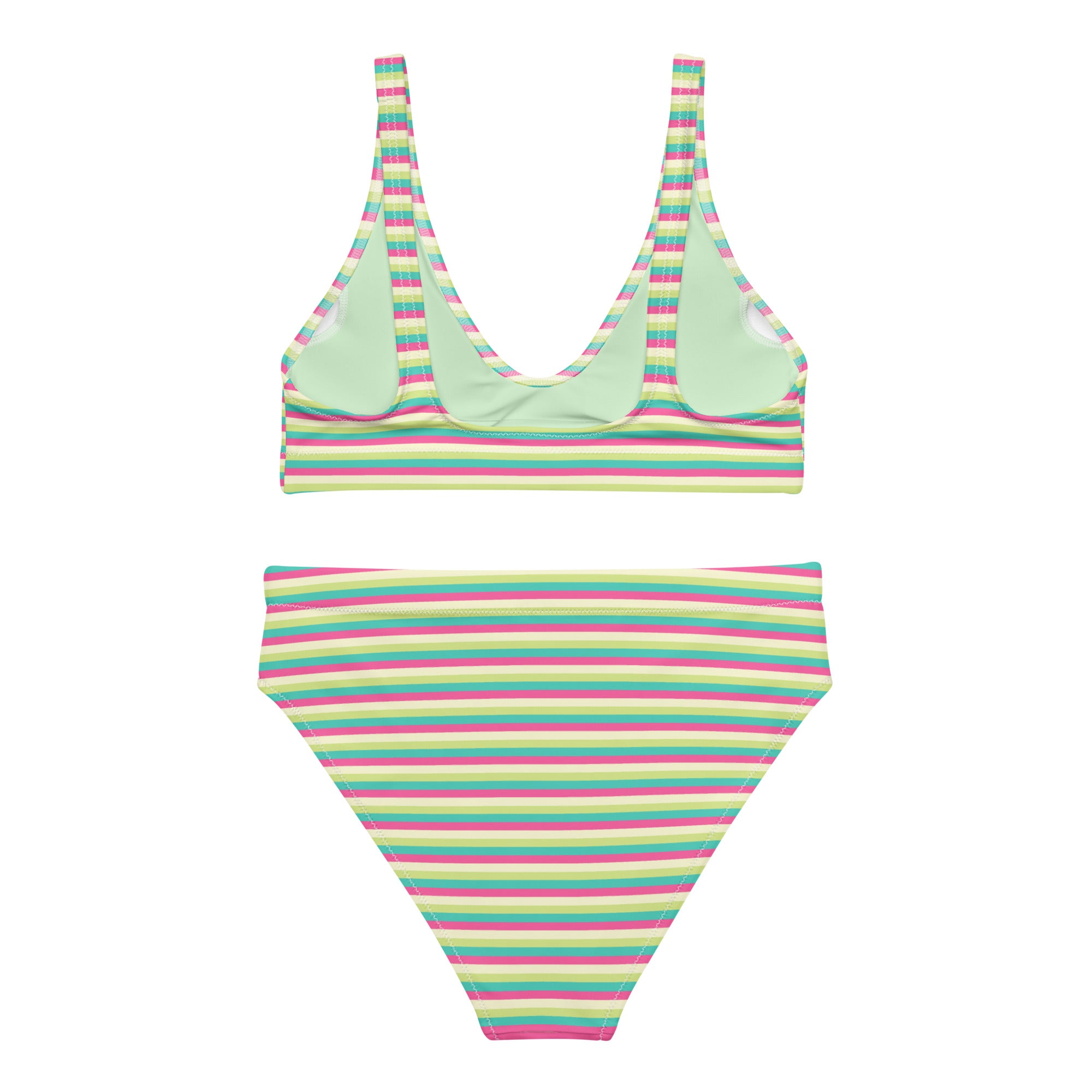 Recycled High Waisted Colorful Striped Bikini III