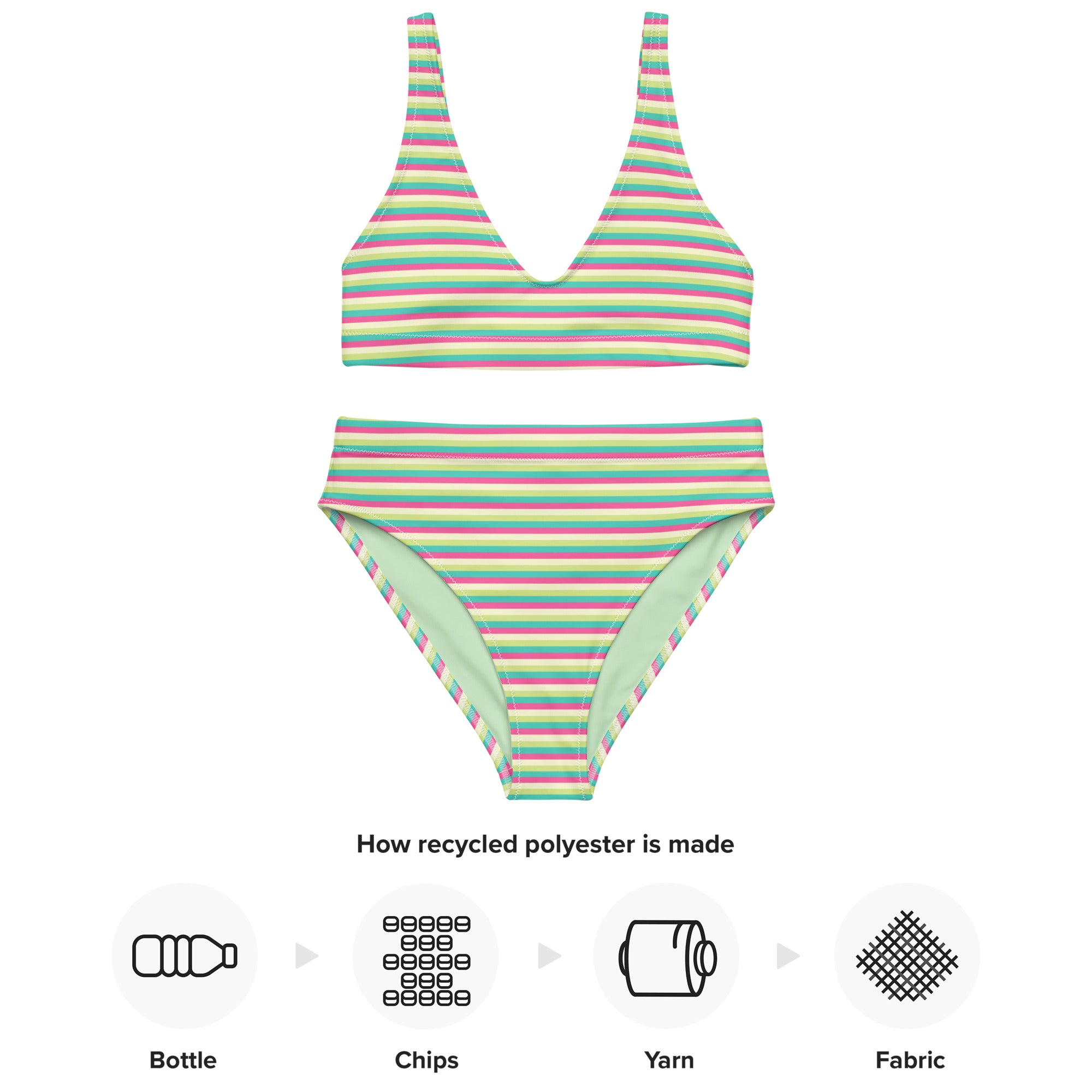 Recycled High Waisted Colorful Striped Bikini III