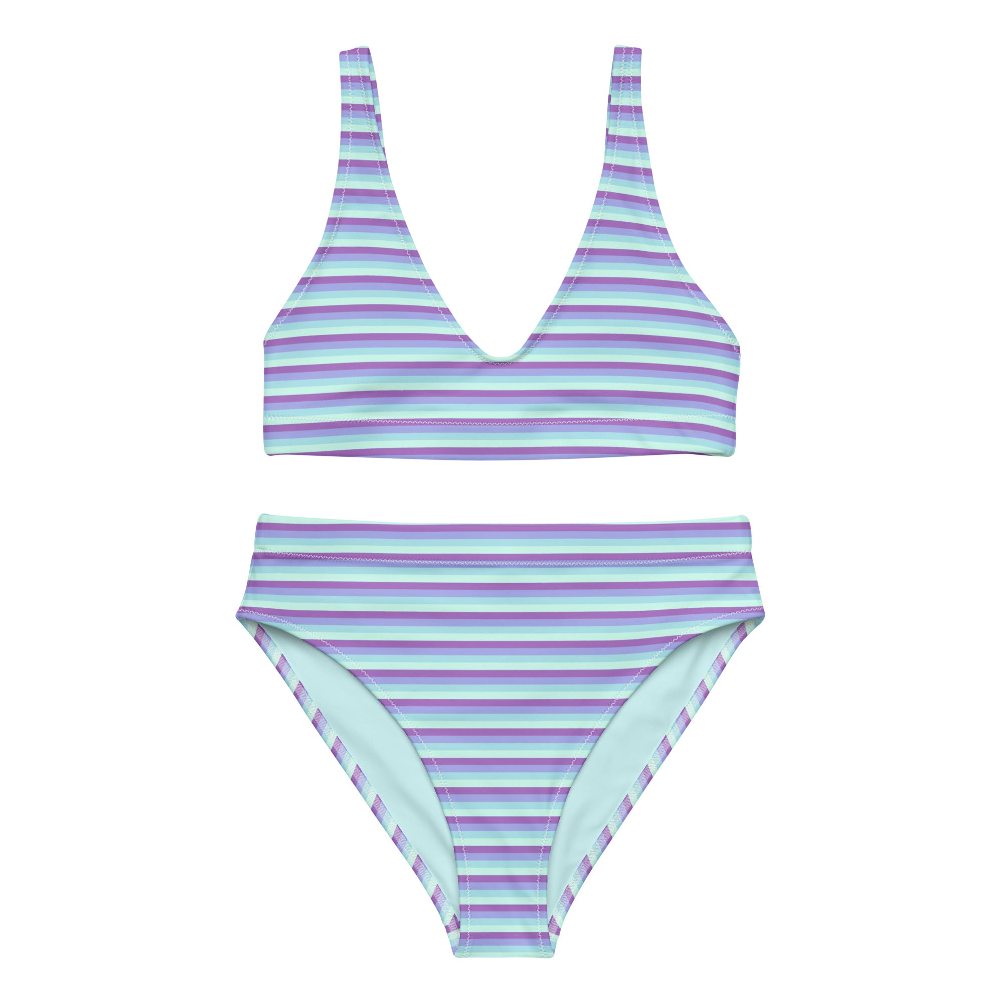 Recycled High Waisted Colorful Striped Bikini IX