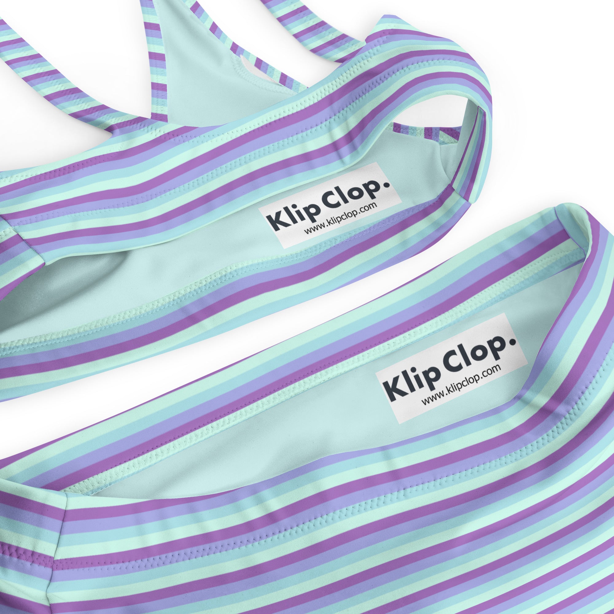 Recycled High Waisted Colorful Striped Bikini IX