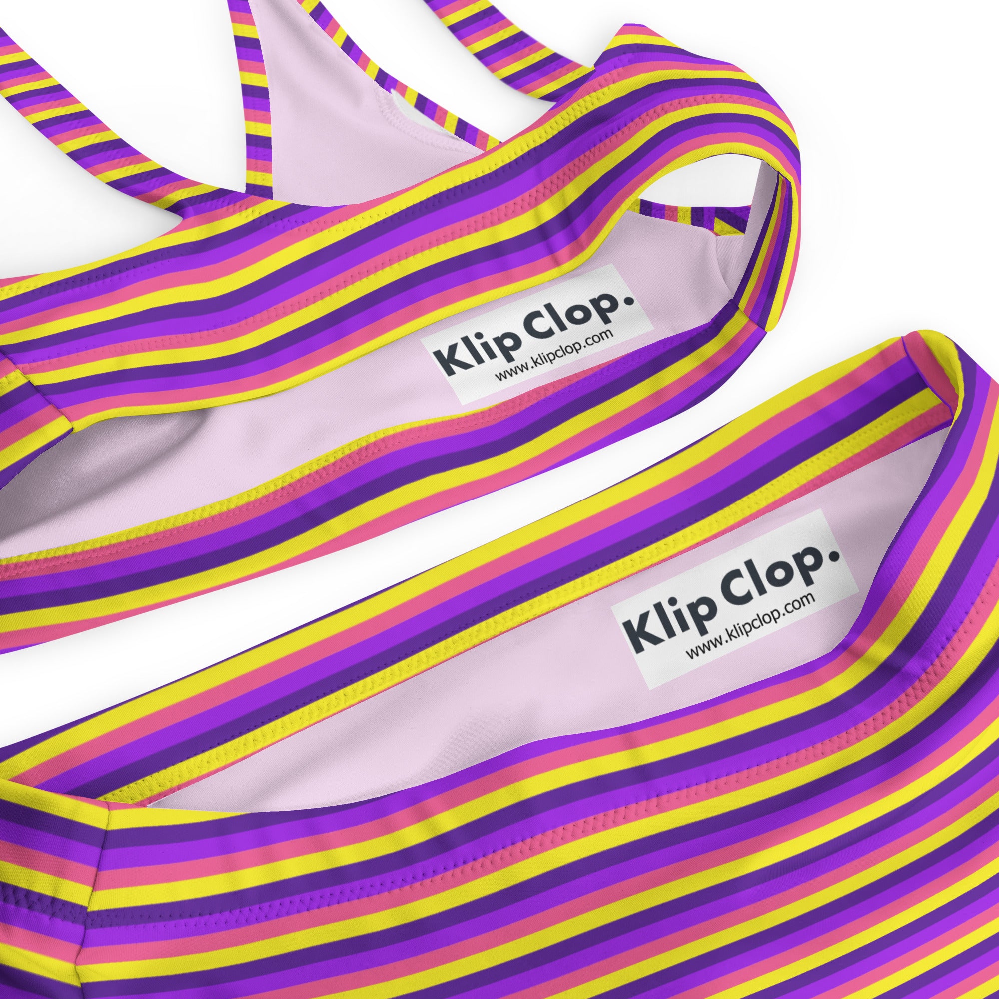 Recycled High Waisted Colorful Striped Bikini VI