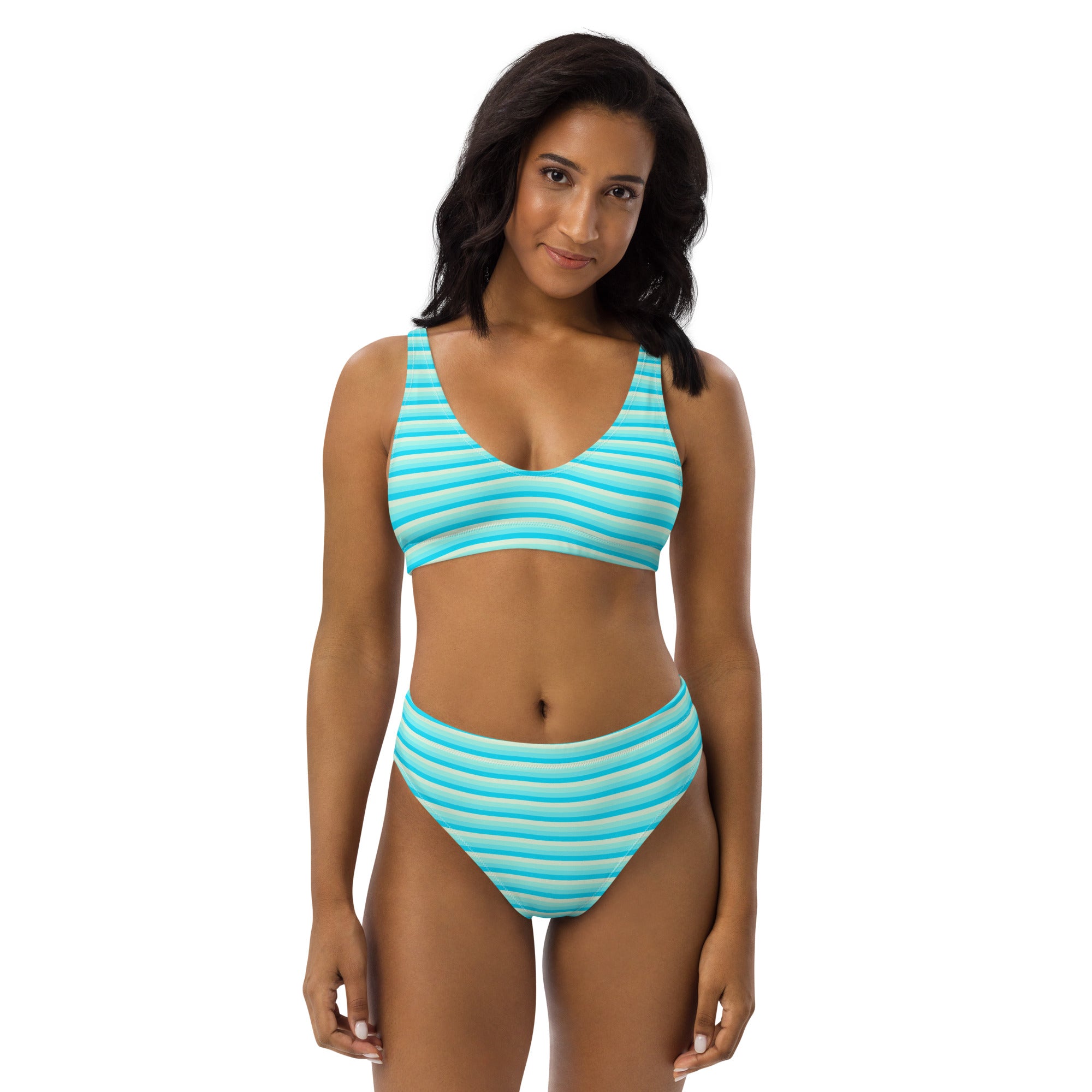 Recycled High Waisted Colorful Striped Bikini XI