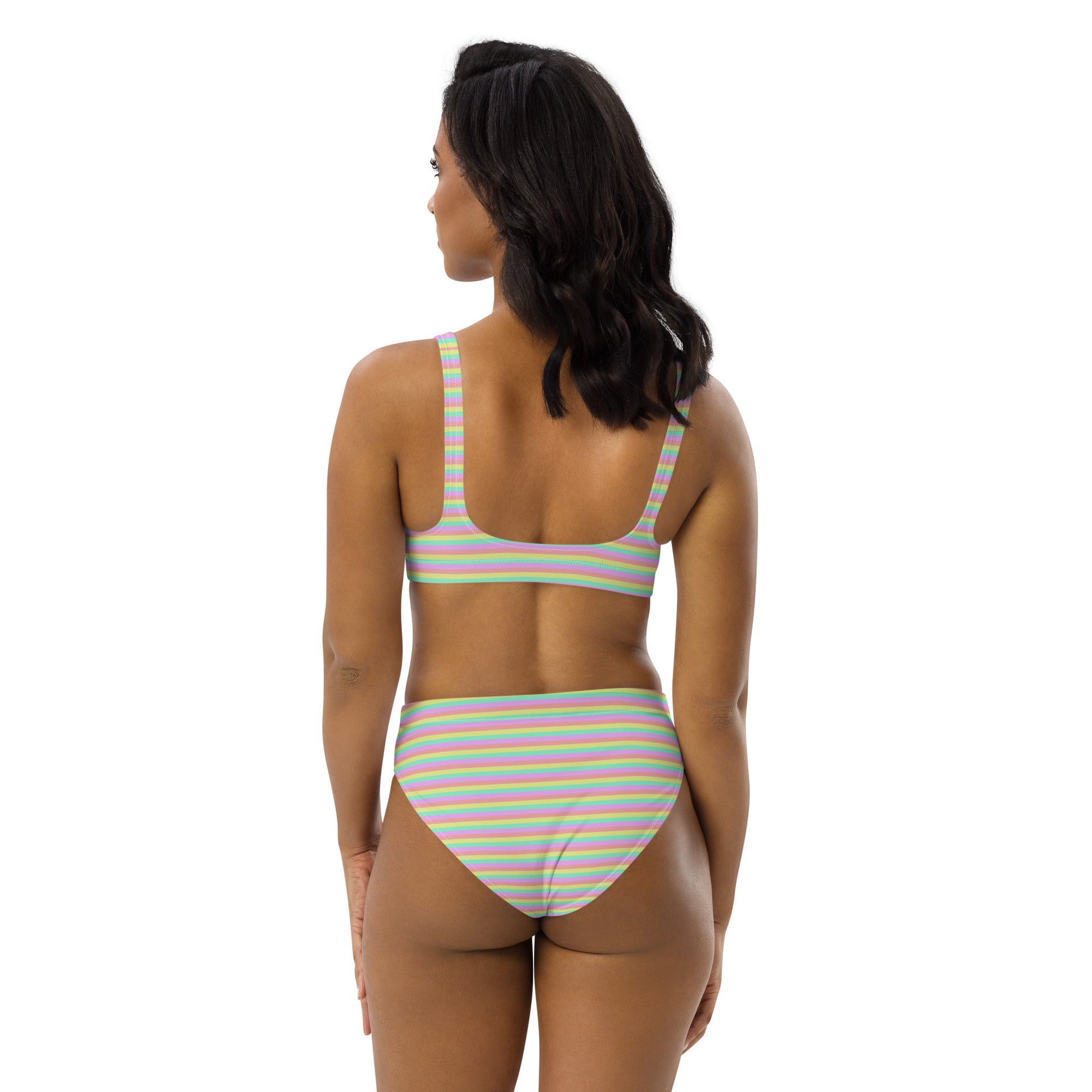 Recycled High Waisted Colorful Striped Bikini XII