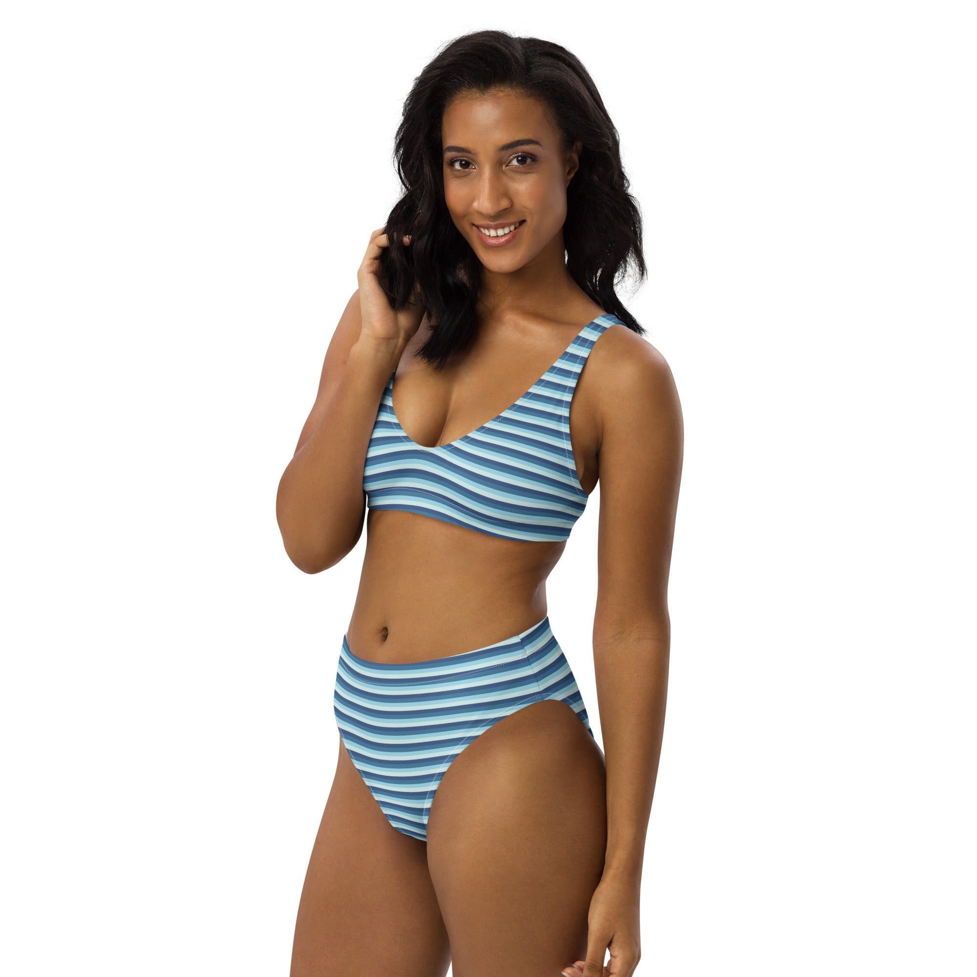 Recycled High Waisted colorful striped bikini XIII