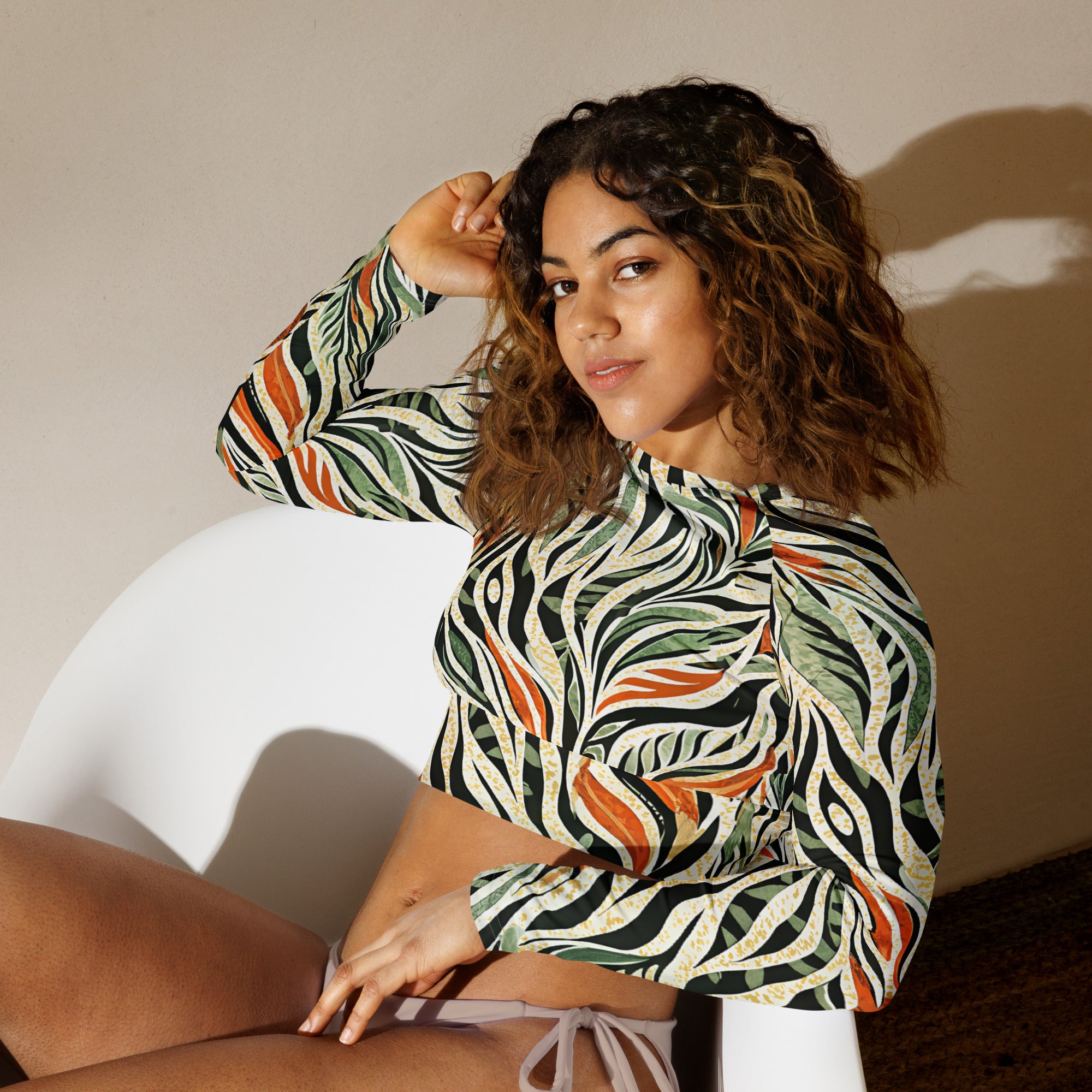 Recycled long sleeve crop top Nature Design II