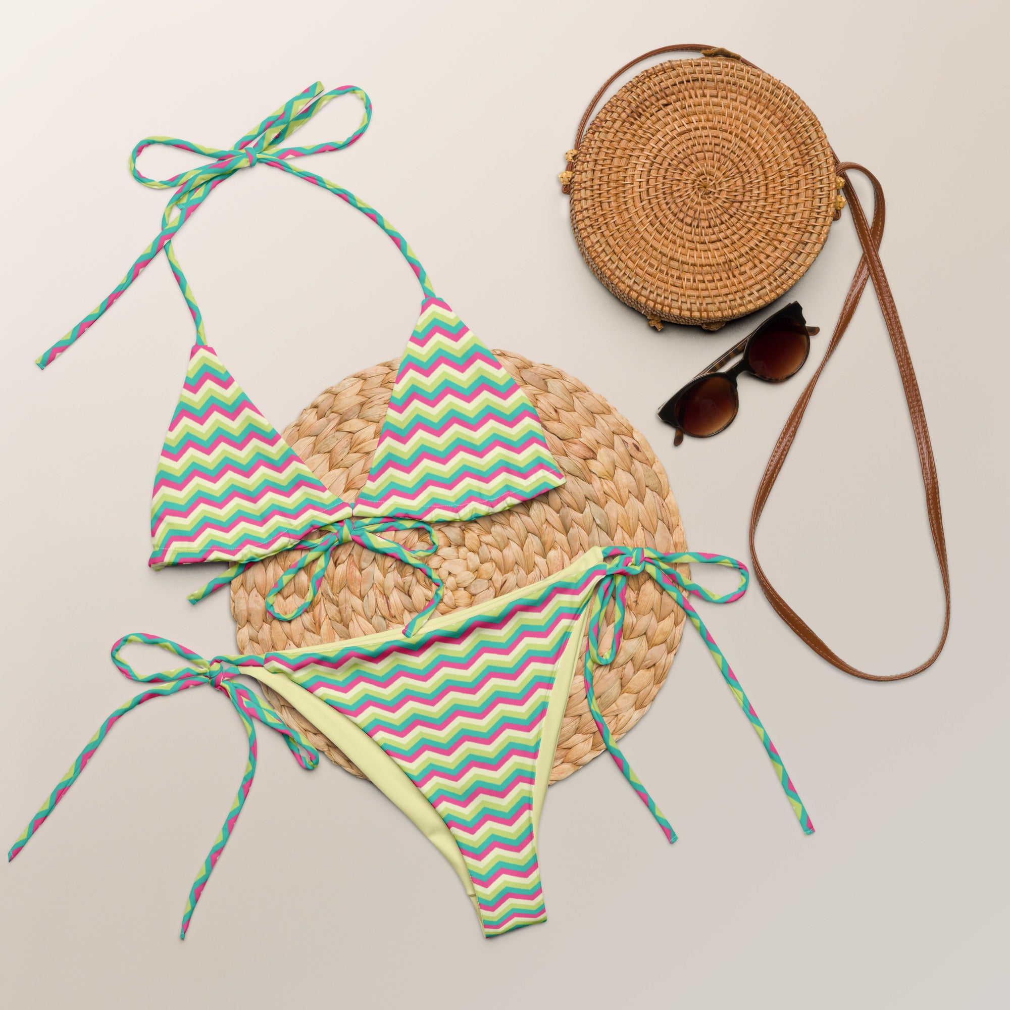 Recycled string bikini Zig Zag Stripes V