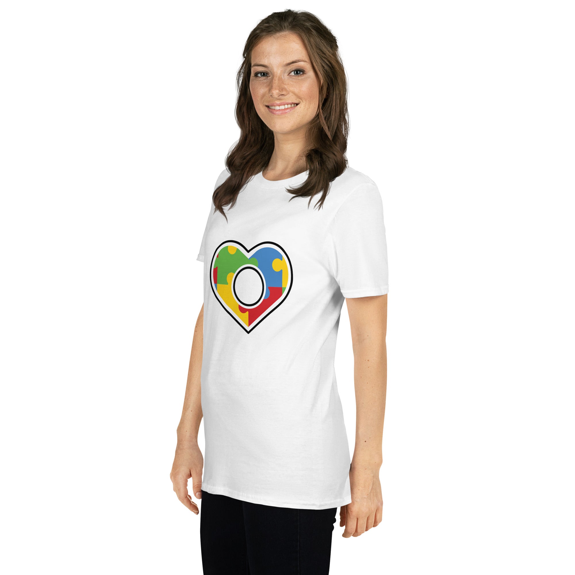 Short Sleeve Unisex T Shirt Autism Heart