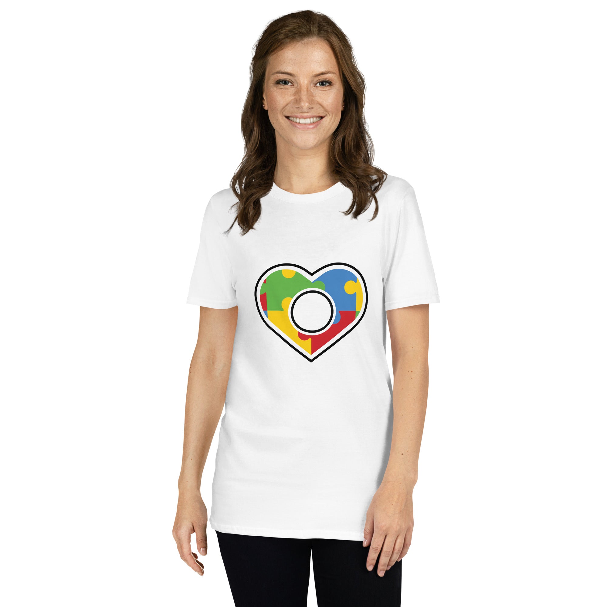 Short Sleeve Unisex T Shirt Autism Heart