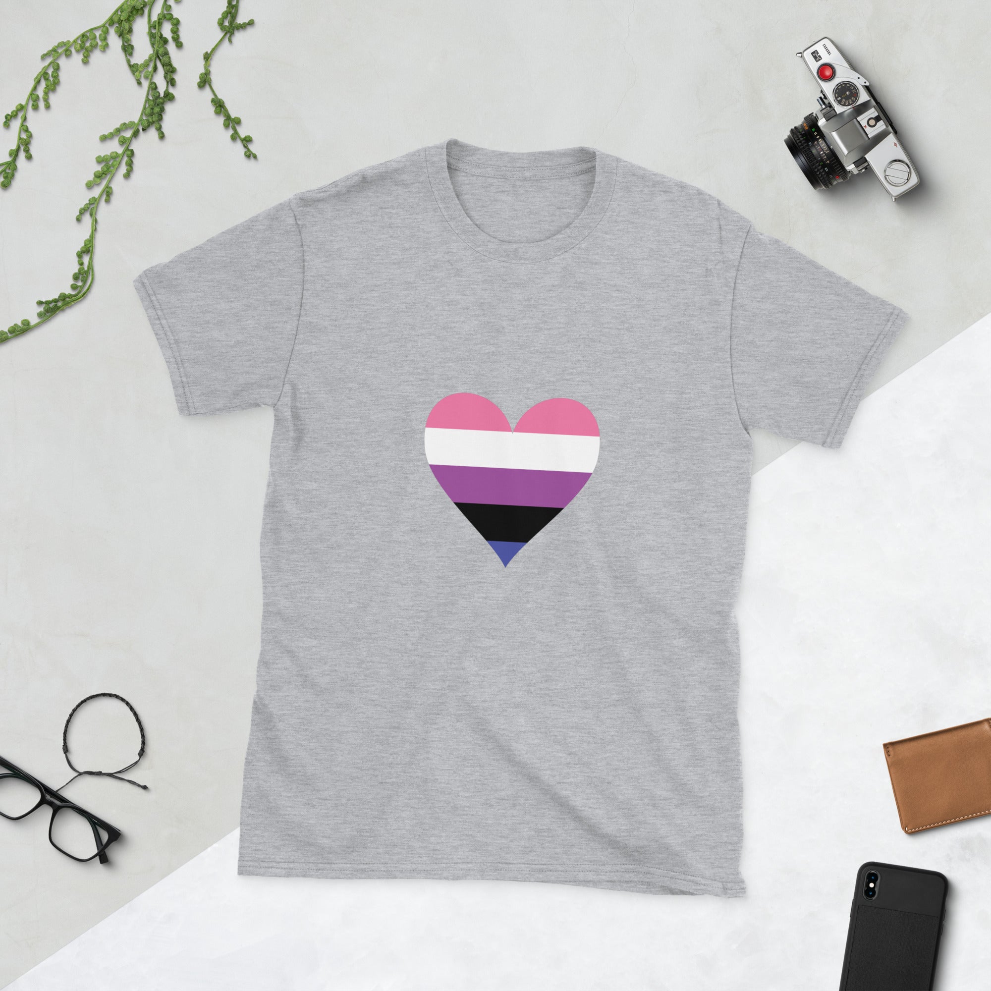 Short Sleeve Unisex T Shirt Genderfluid Heart