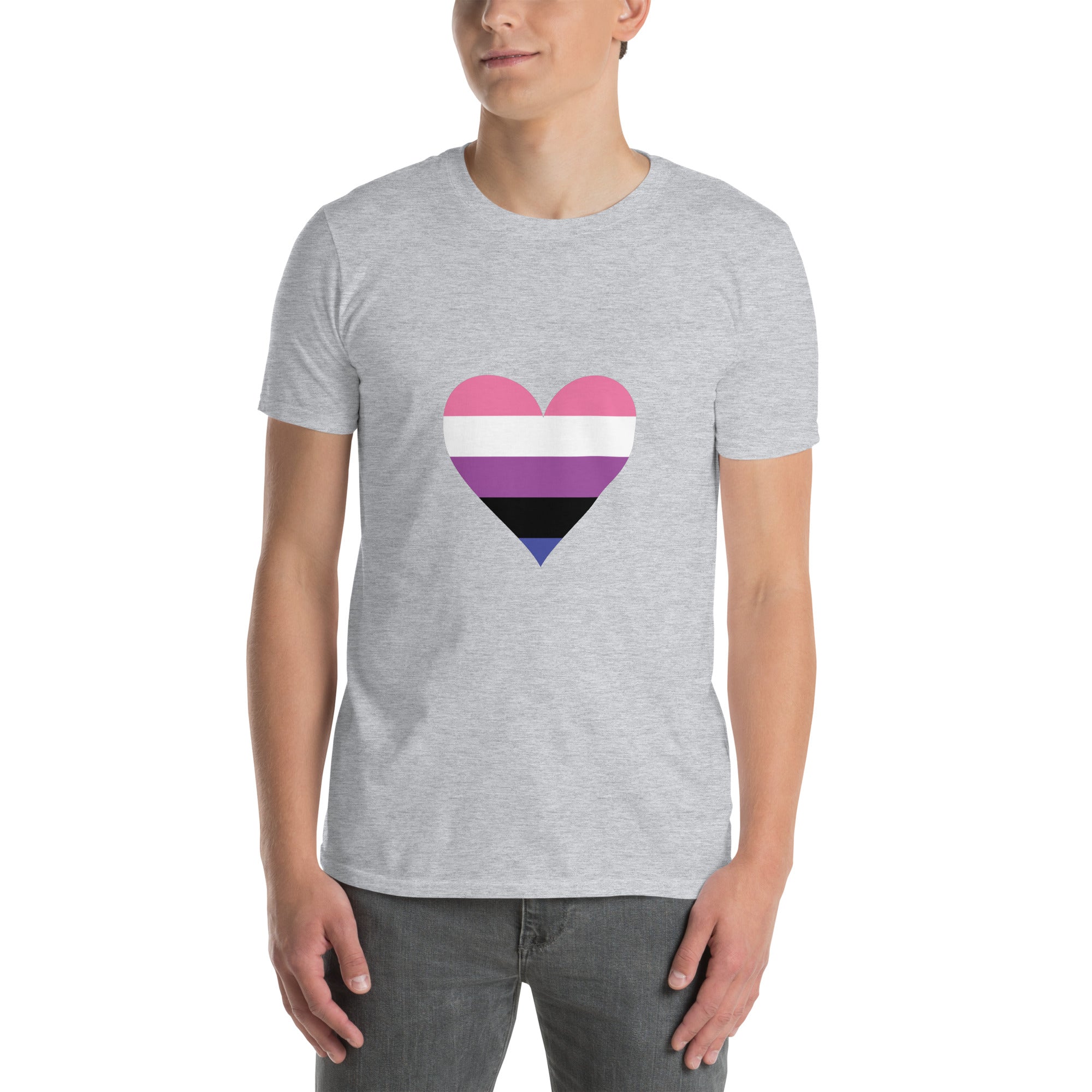 Short Sleeve Unisex T Shirt Genderfluid Heart