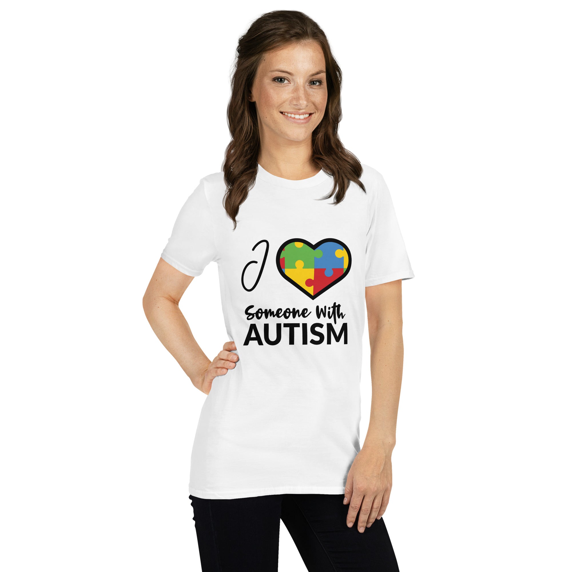 Short Sleeve Unisex T Shirt I Love Someone With Autism