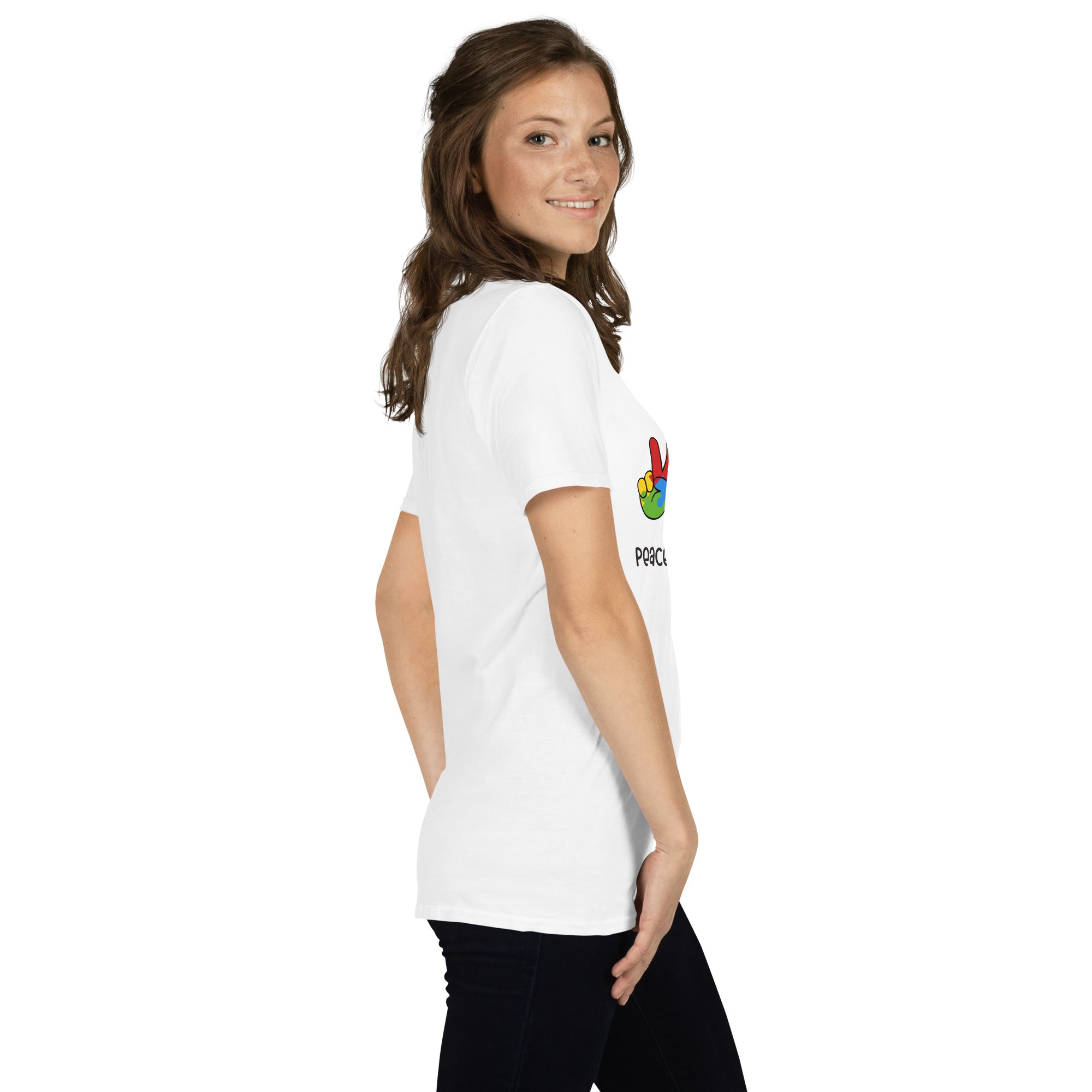 Short Sleeve Unisex T Shirt Peace Love Autism